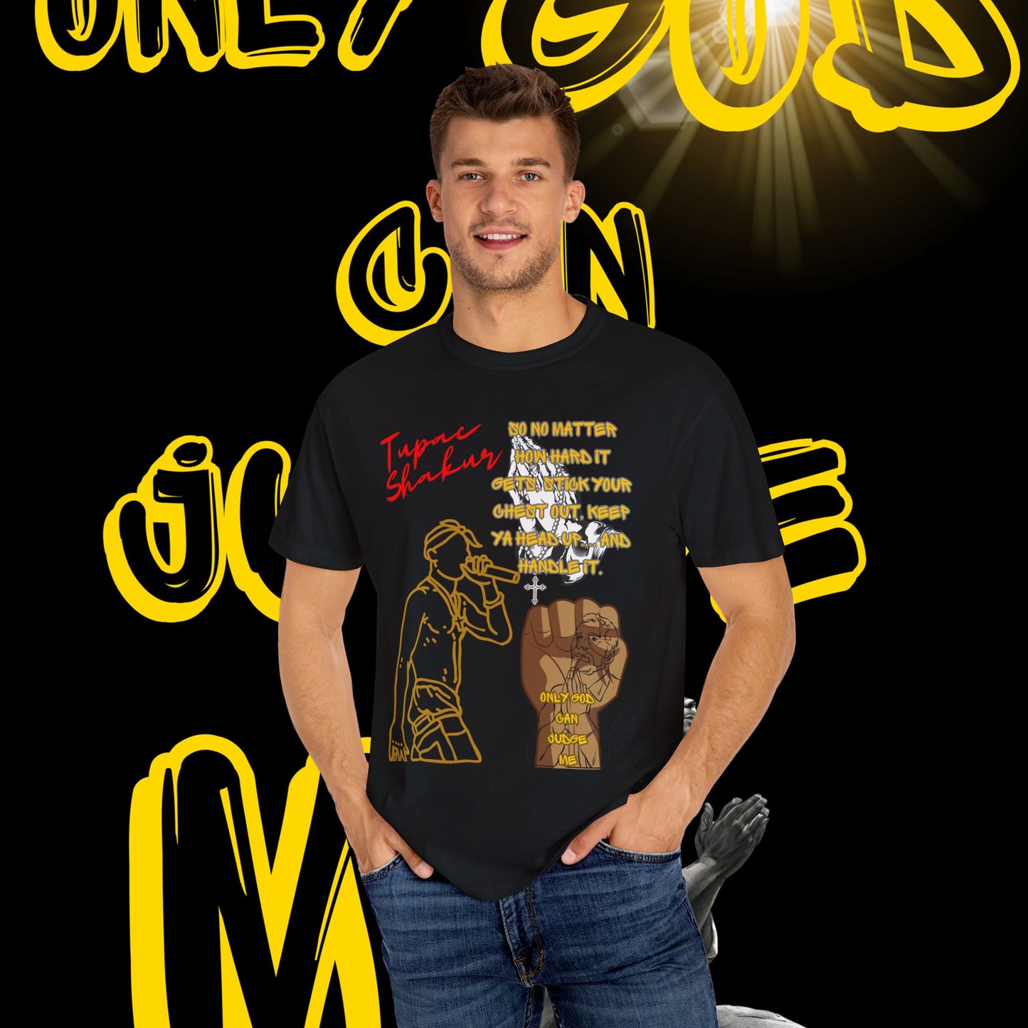 Tupac T-shirt, Urban Fashion, Street Style, Hardship Resilience, Motivational Apparel, Graphic Tee,