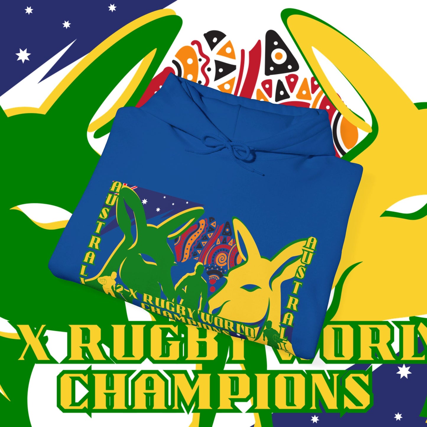 Australia Hoodie, Australian Rugby Sweatshirt, Indigenous Hoodie, Ozzy Rugby Hoodie, Green and Gold Hoodie, Kangaroo Hoodie, Unisex