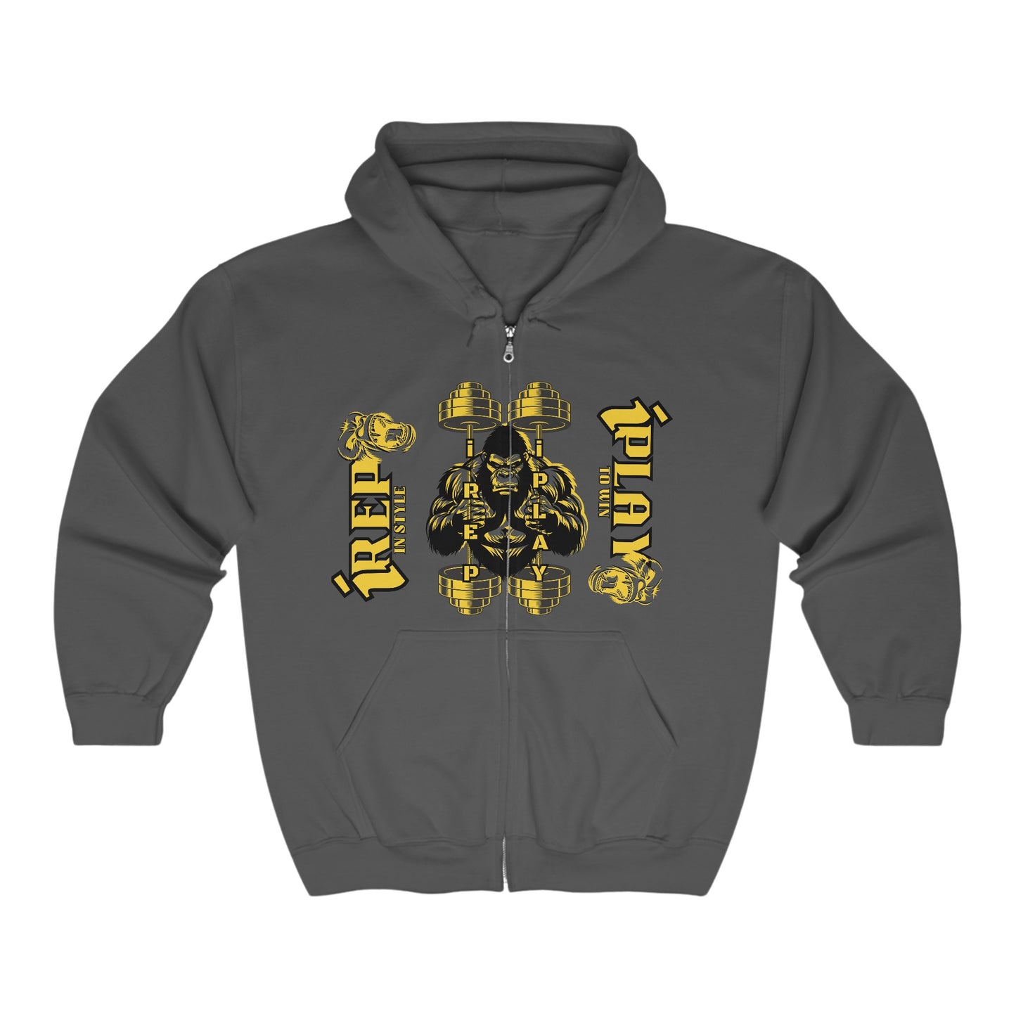 Custom Gym Logo Full Zip Hoodie - iREPiPLAY Sweatshirt for Ultimate Comfort