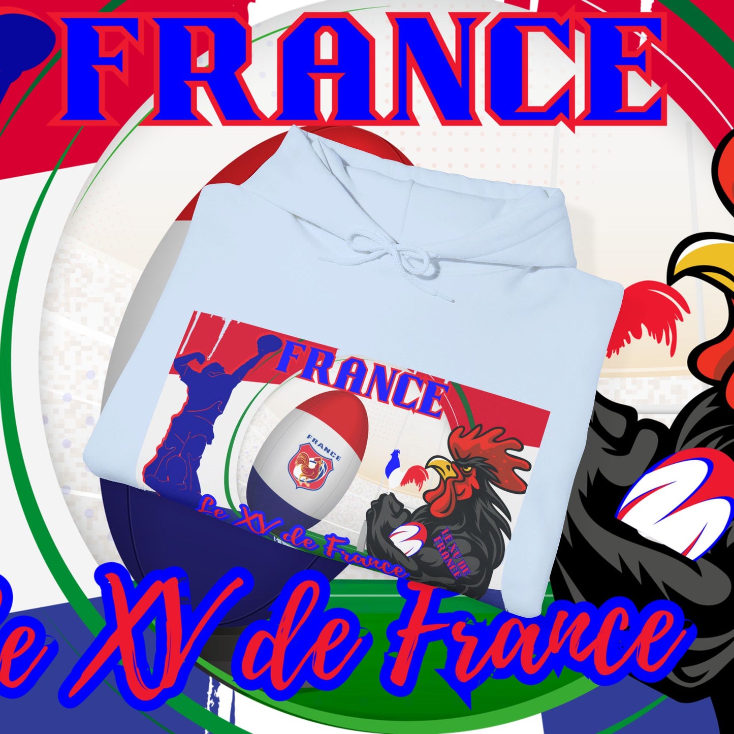 France Rugby supporter Hoodie Sweatshirt, pullover, French rugby, Eiffel Tower, winter, gift hoodie,unisex, paris