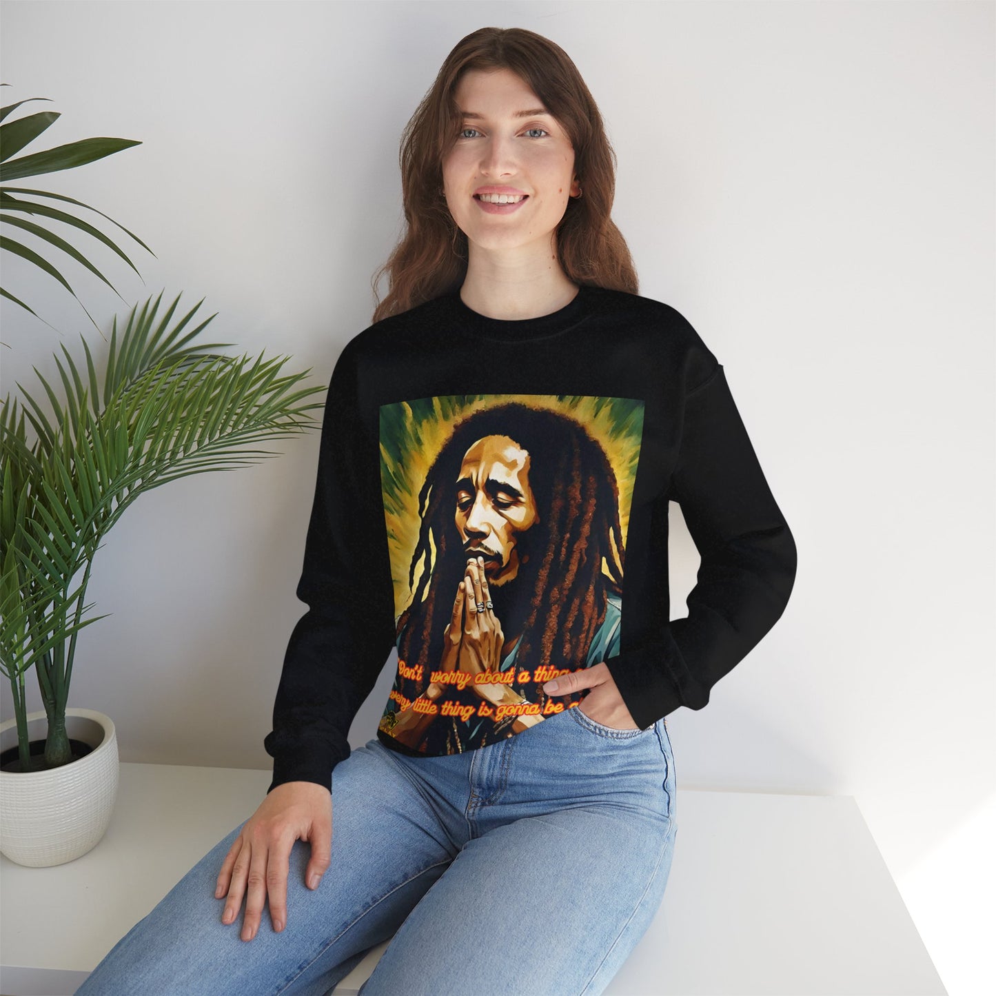 Bob Marley Rasta Jamaican Reggae one LoveUnisex Heavy Blend™ Crewneck Sweatshirt