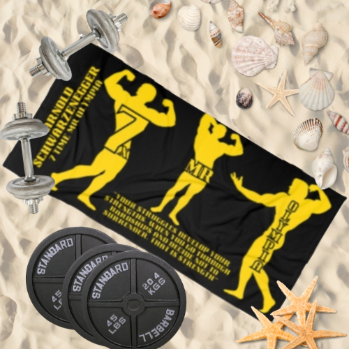 Gym/Beach Towel - Arnold Gym Beach Towel, Train Hard