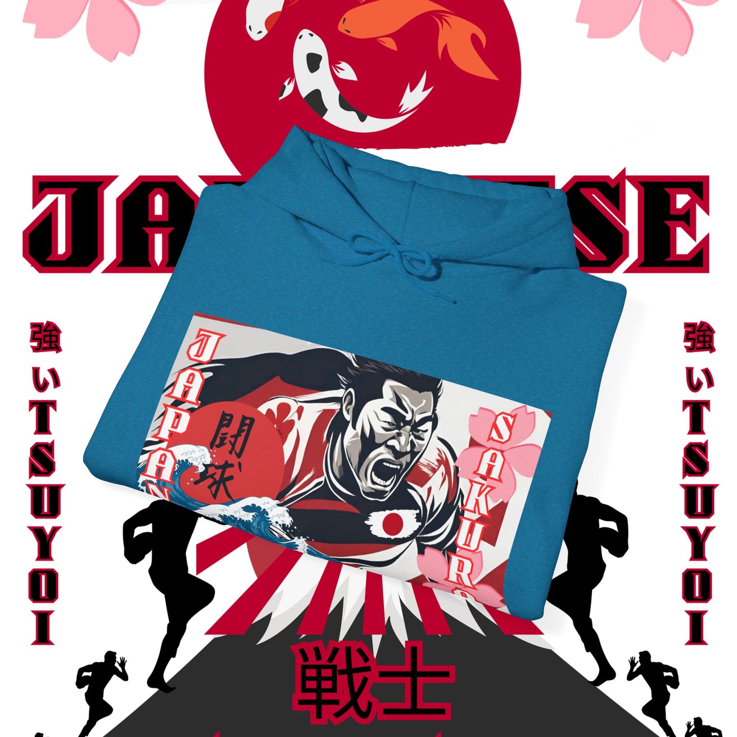 Japan Hoodie, Japanese Sweatshirt, Japanese rugby Hoodie, sakura pullover, tokyo, sumo, culture wear,