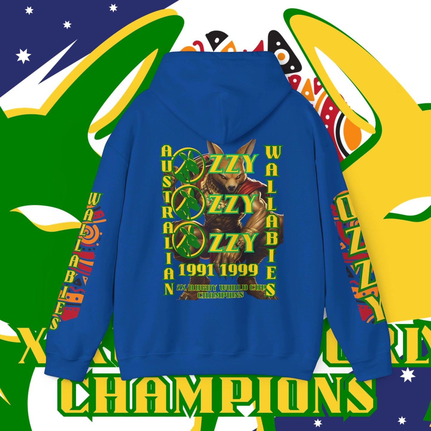 Australia Hoodie, Australian Rugby Sweatshirt, Indigenous Hoodie, Ozzy Rugby Hoodie, Green and Gold Hoodie, Kangaroo Hoodie, Unisex