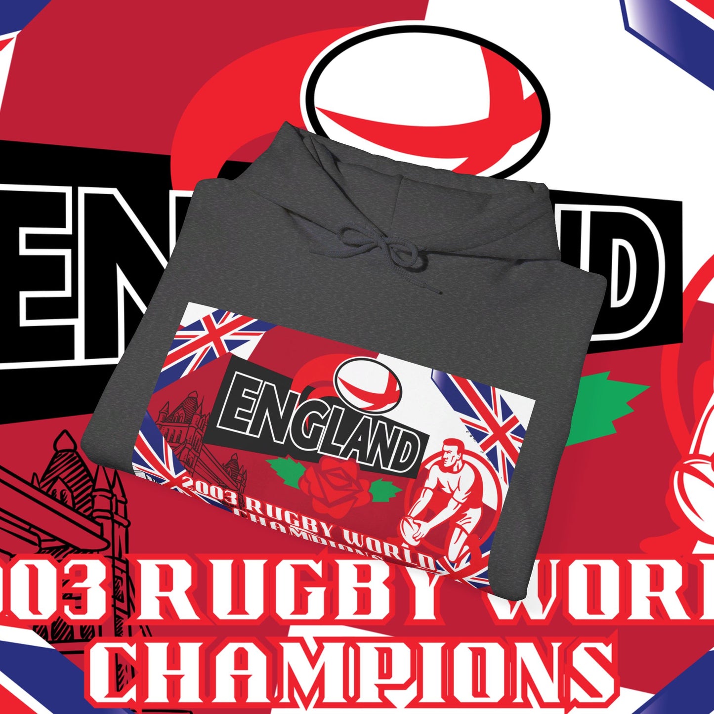 England Hoodie Sweatshirt, world champion hoodie, world rugby, pullover, 2003 champions hoodie, winter gift idea, streetwear Graphic unisex