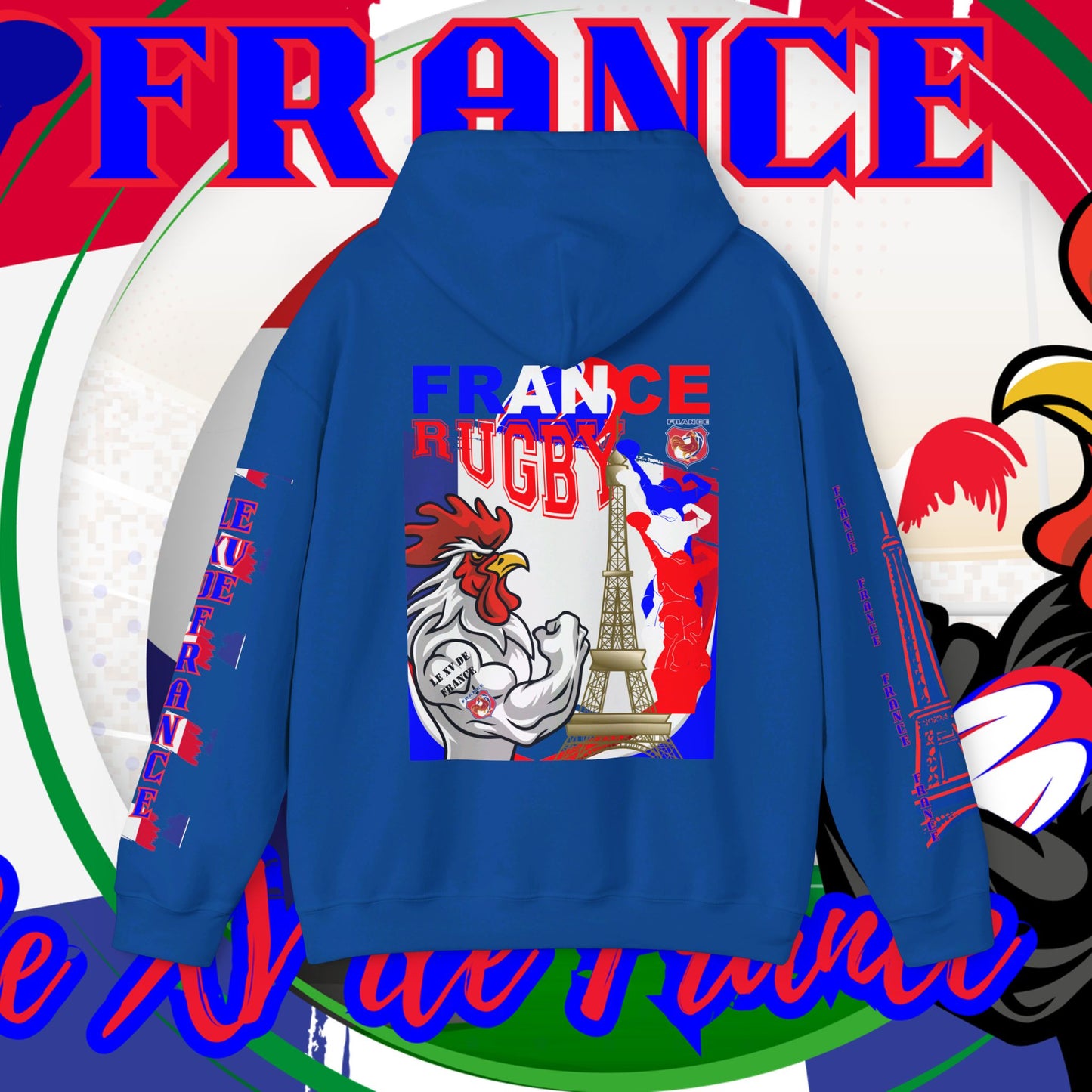 France Rugby supporter Hoodie Sweatshirt, pullover, French rugby, Eiffel Tower, winter, gift hoodie,unisex, paris