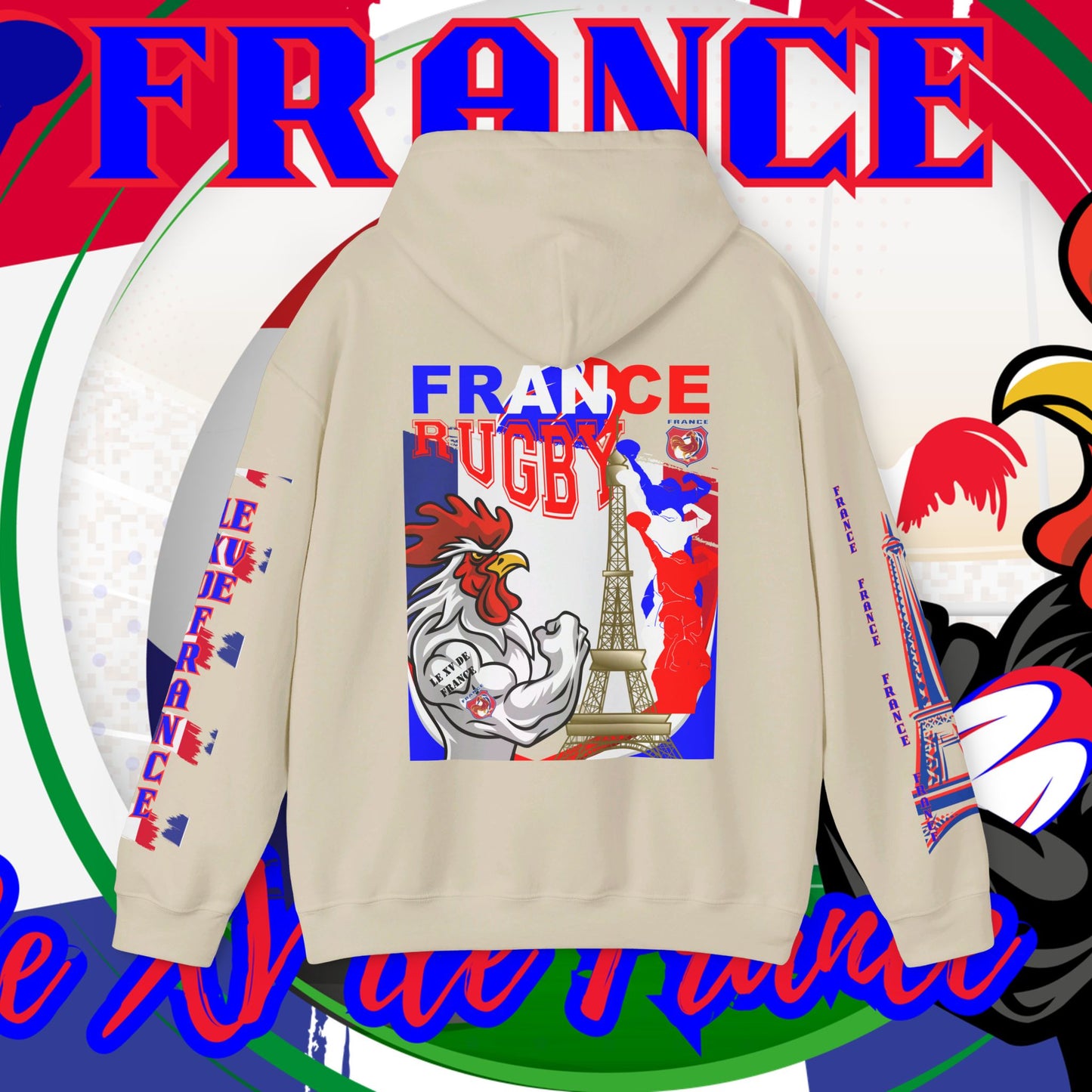 France Rugby supporter Hoodie Sweatshirt, pullover, French rugby, Eiffel Tower, winter, gift hoodie,unisex, paris