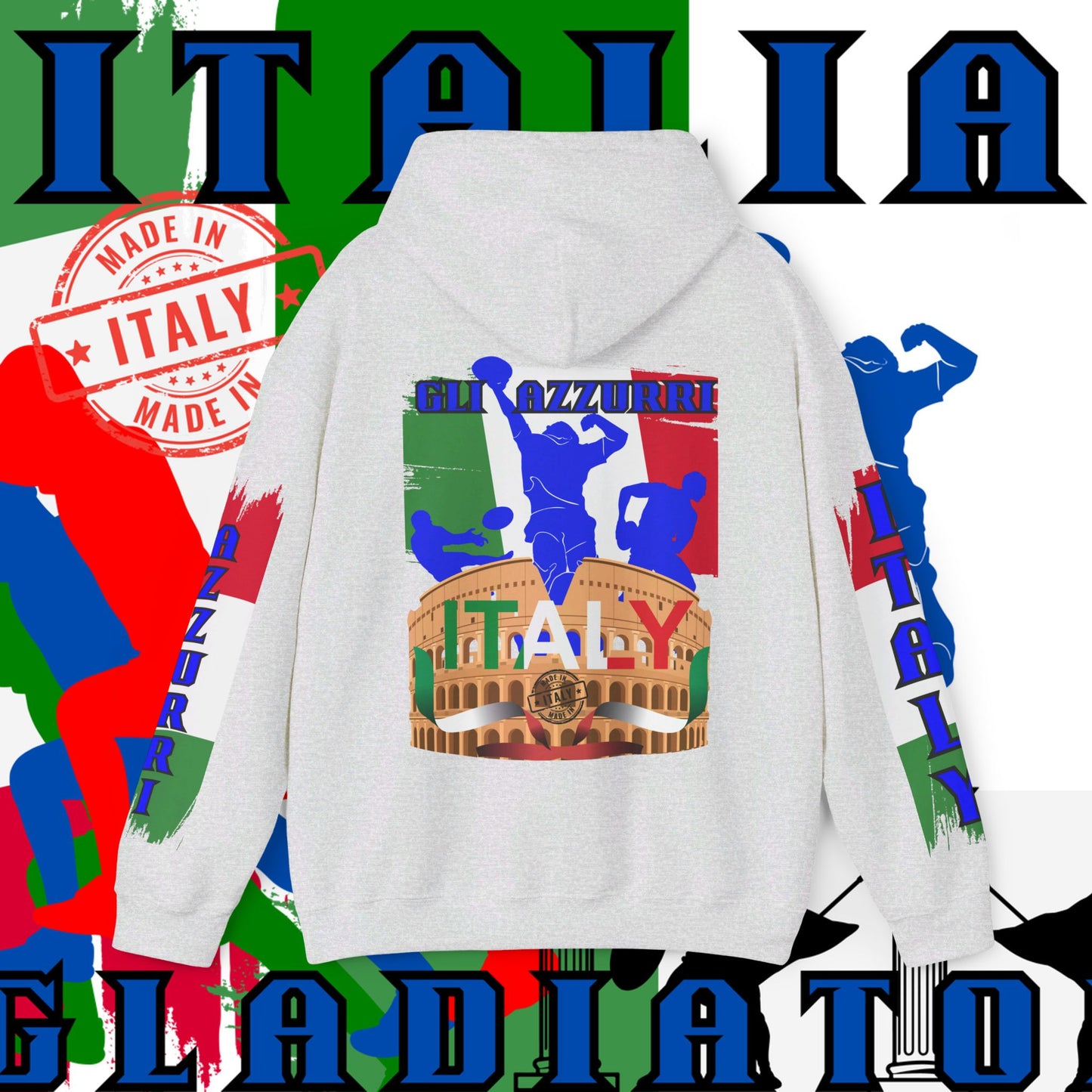 Italy Hoodie , Italian hooded Sweatshirt, Italy azzurri Hoodie, italiano pullover Hoodie