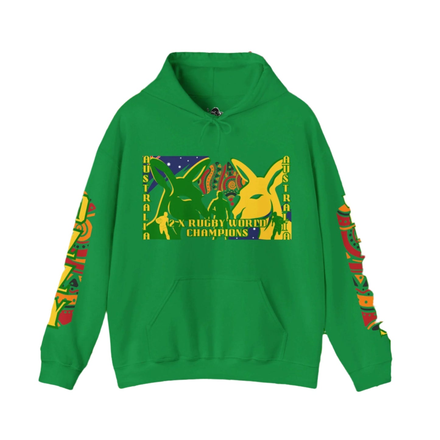 Australia Hoodie, Australian Rugby Sweatshirt, Indigenous Hoodie, Ozzy Rugby Hoodie, Green and Gold Hoodie, Kangaroo Hoodie, Unisex