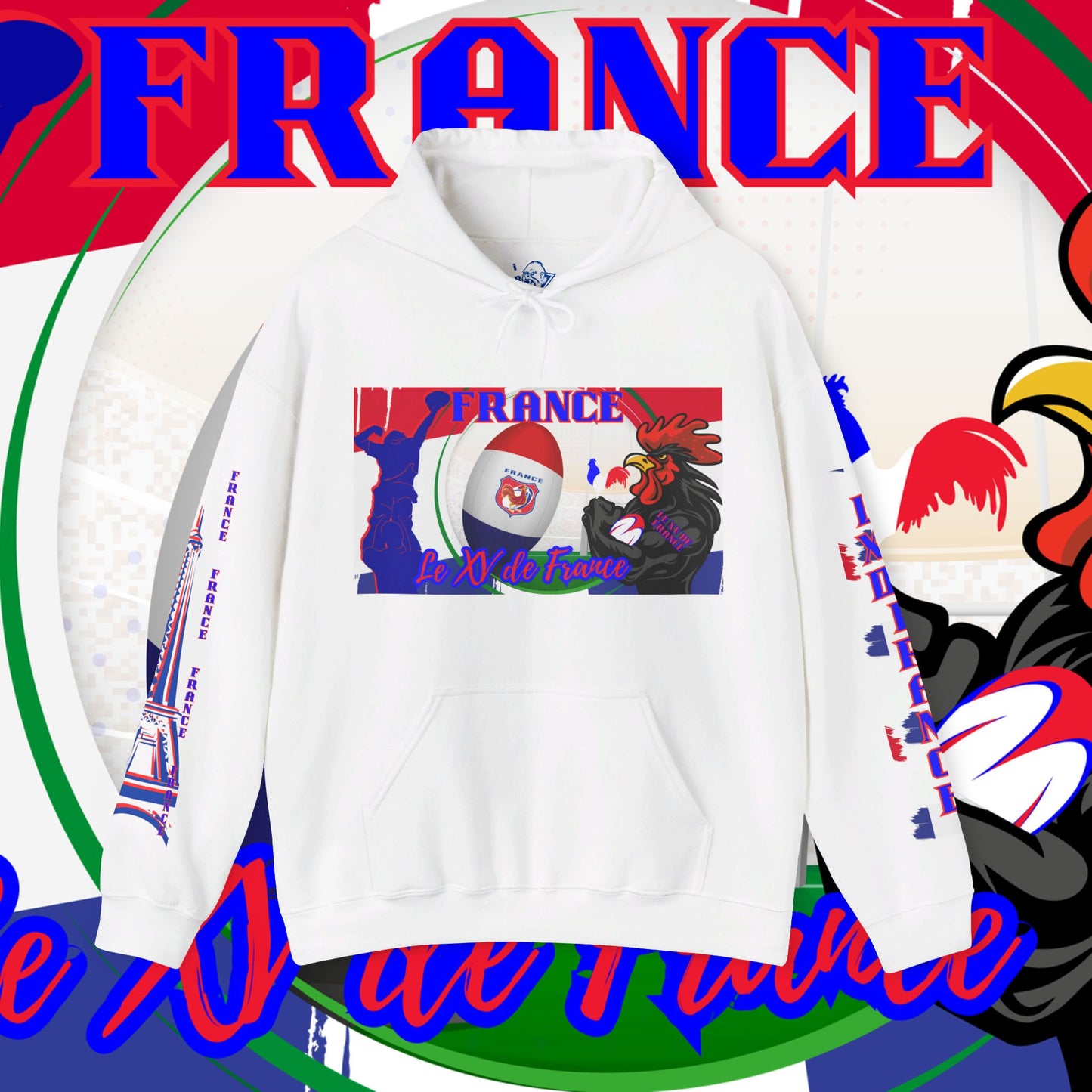 France Rugby supporter Hoodie Sweatshirt, pullover, French rugby, Eiffel Tower, winter, gift hoodie,unisex, paris