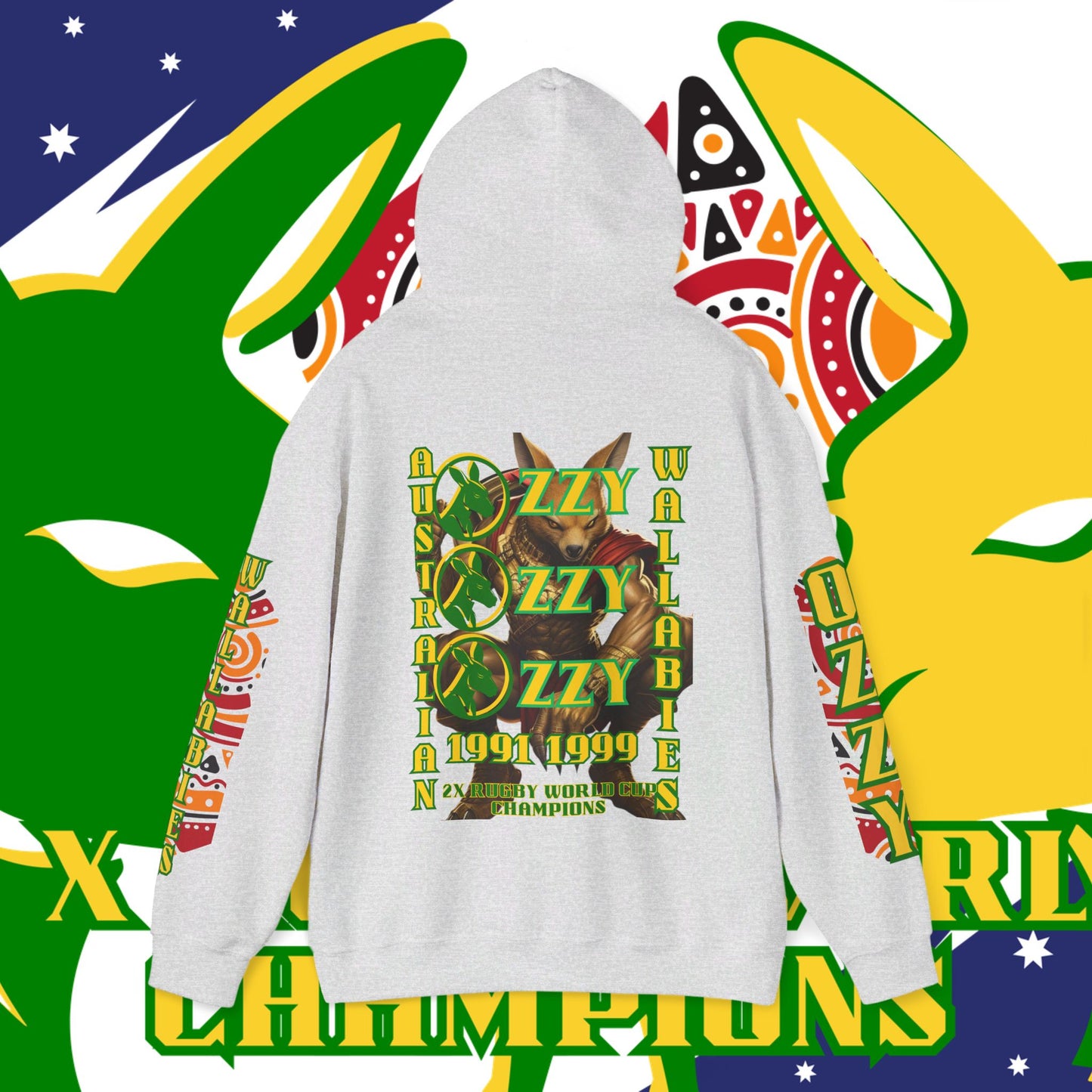 Australia Hoodie, Australian Rugby Sweatshirt, Indigenous Hoodie, Ozzy Rugby Hoodie, Green and Gold Hoodie, Kangaroo Hoodie, Unisex