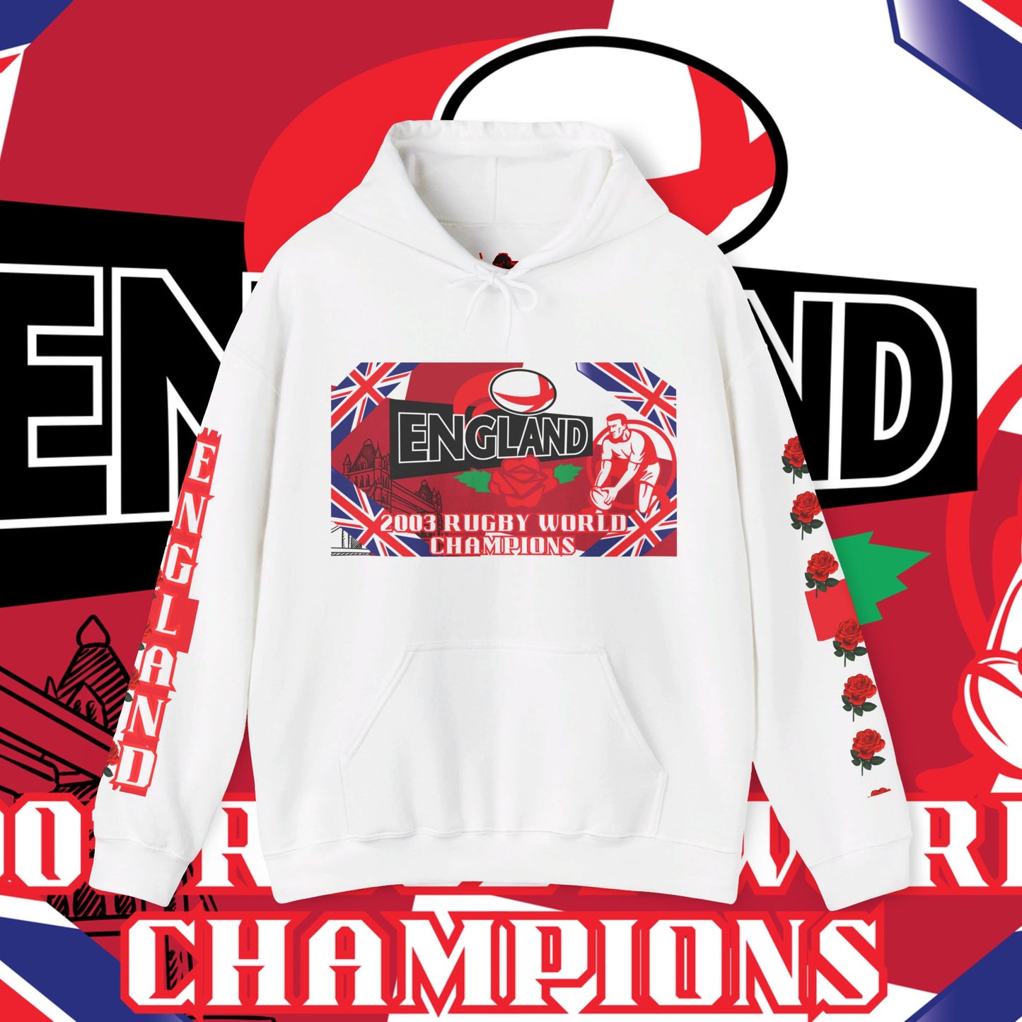 England Hoodie Sweatshirt, world champion hoodie, world rugby, pullover, 2003 champions hoodie, winter gift idea, streetwear Graphic unisex