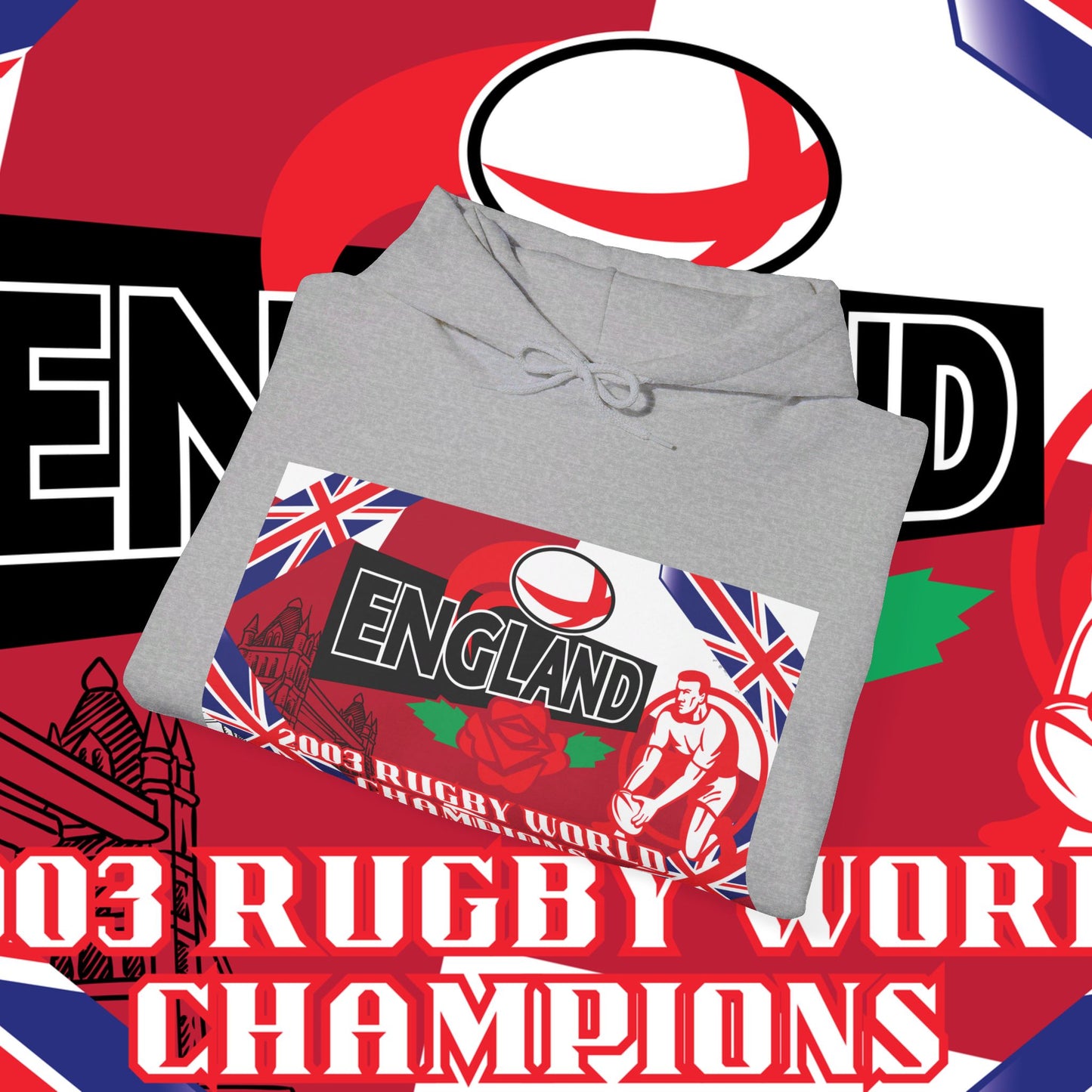 England Hoodie Sweatshirt, world champion hoodie, world rugby, pullover, 2003 champions hoodie, winter gift idea, streetwear Graphic unisex