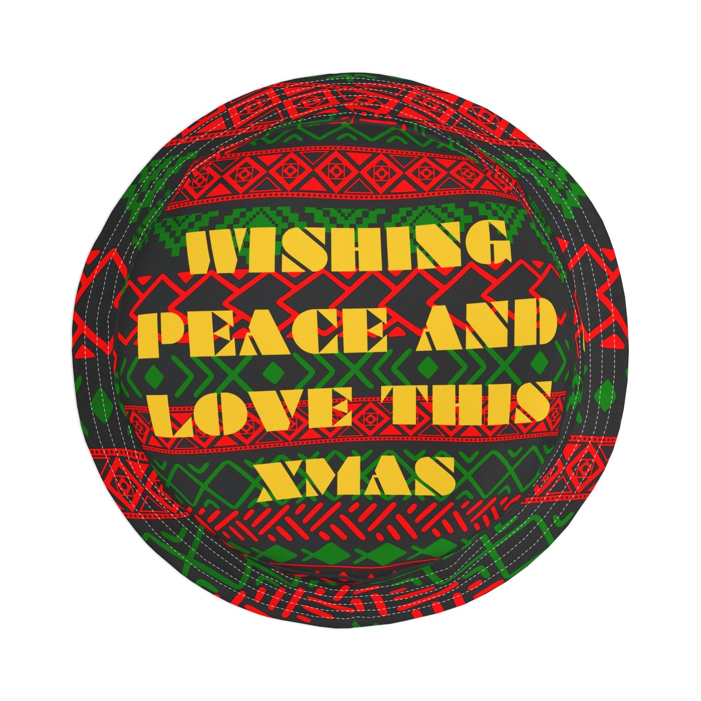 Peace and Love Xmas Bucket Hat, Christmas Hat, Happy Holiday Headwear, Festive Season Cap, Winter Accessory