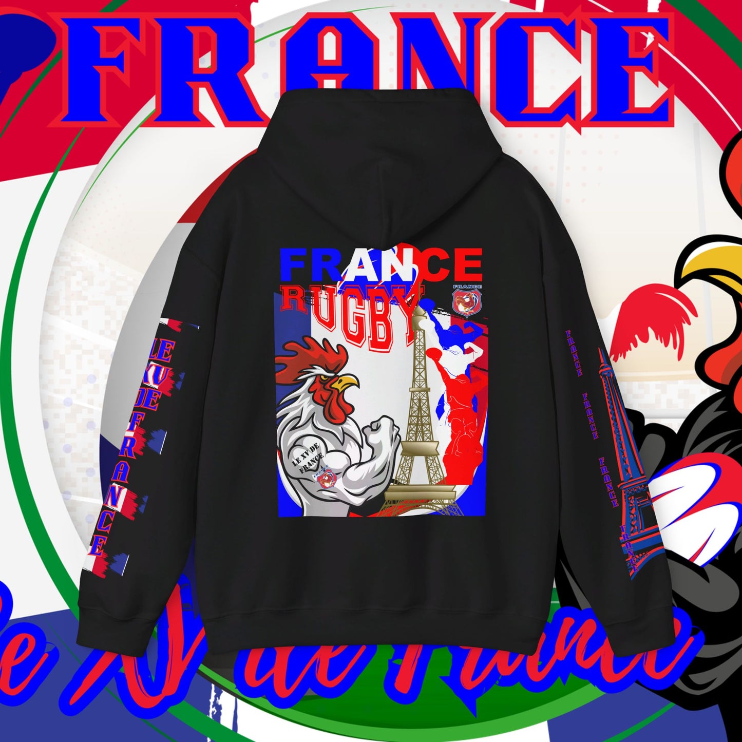 France Rugby supporter Hoodie Sweatshirt, pullover, French rugby, Eiffel Tower, winter, gift hoodie,unisex, paris