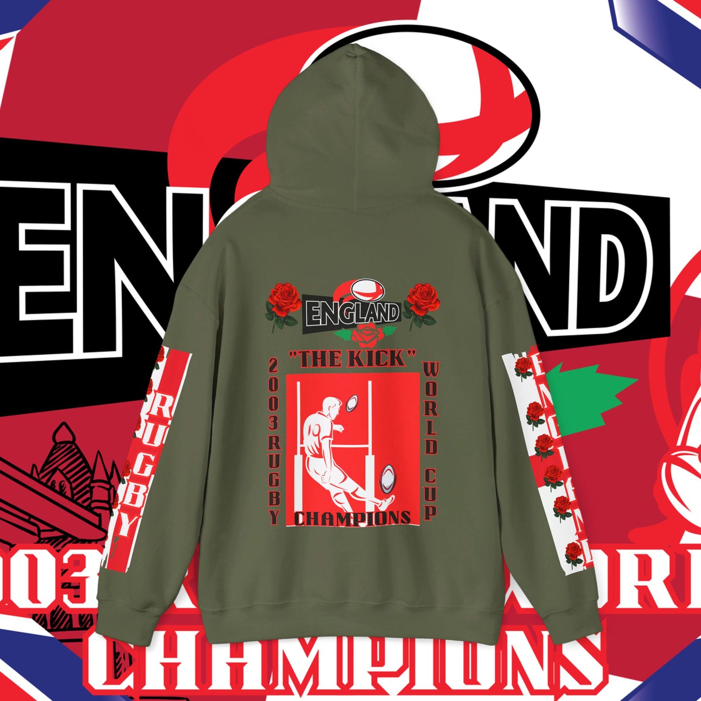 England Hoodie Sweatshirt, world champion hoodie, world rugby, pullover, 2003 champions hoodie, winter gift idea, streetwear Graphic unisex