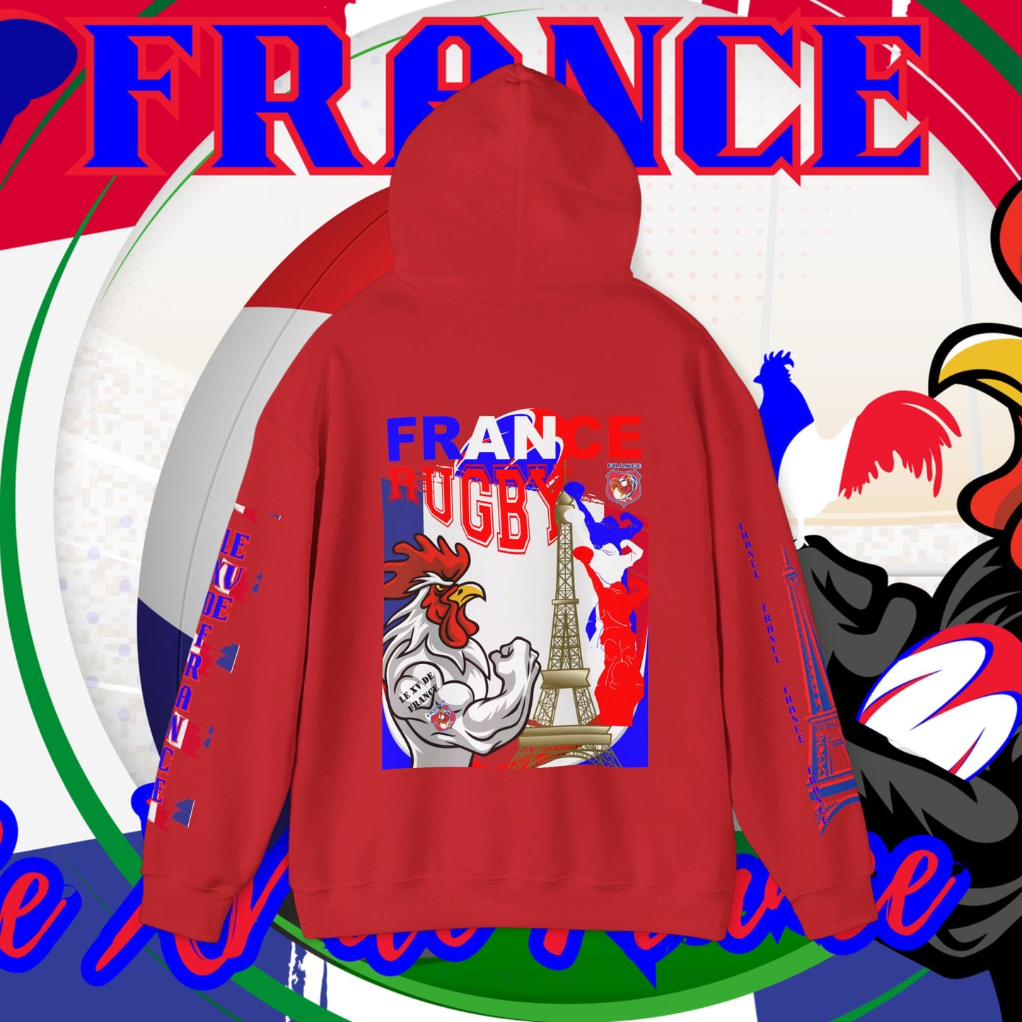 France Rugby supporter Hoodie Sweatshirt, pullover, French rugby, Eiffel Tower, winter, gift hoodie,unisex, paris