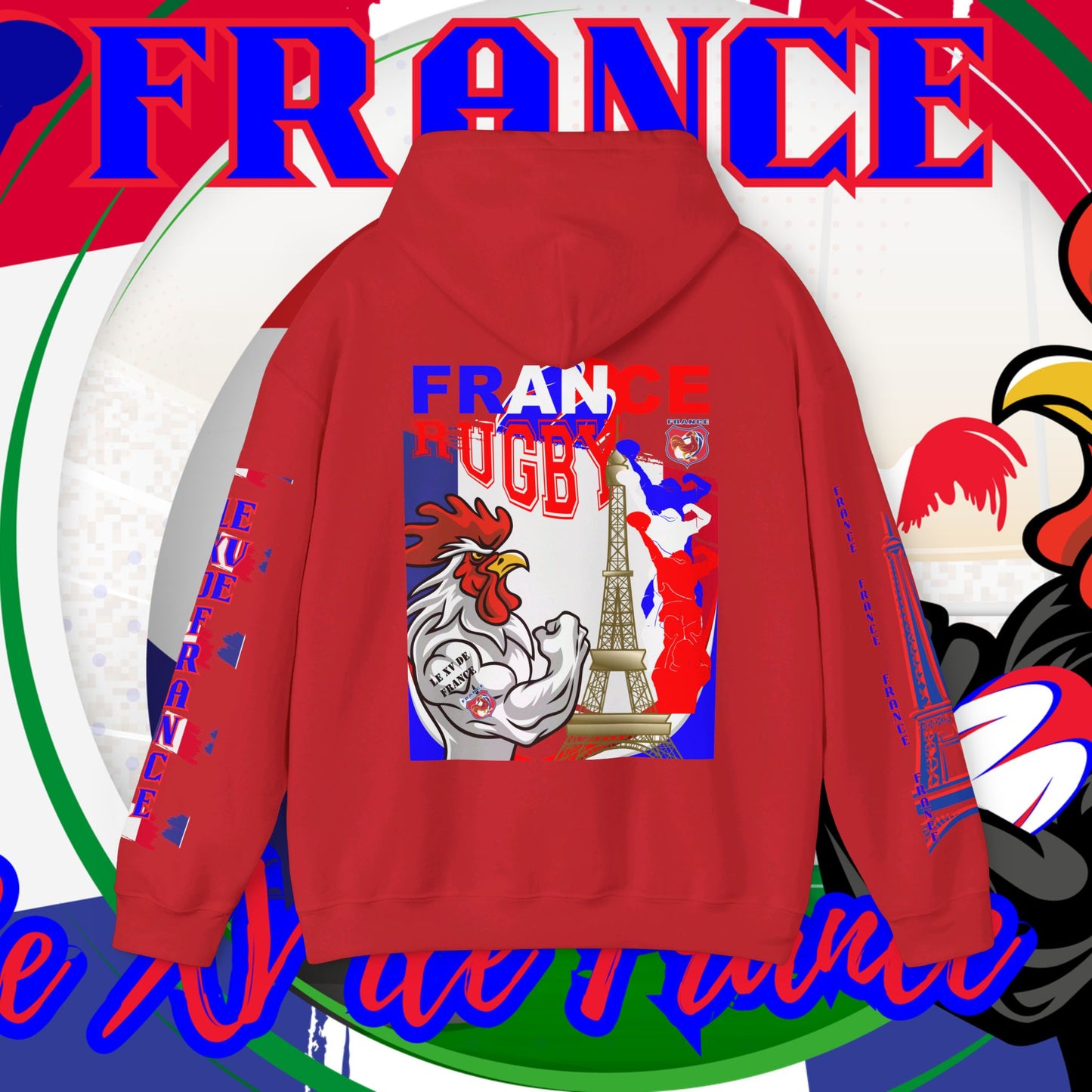 France Rugby supporter Hoodie Sweatshirt, pullover, French rugby, Eiffel Tower, winter, gift hoodie,unisex, paris