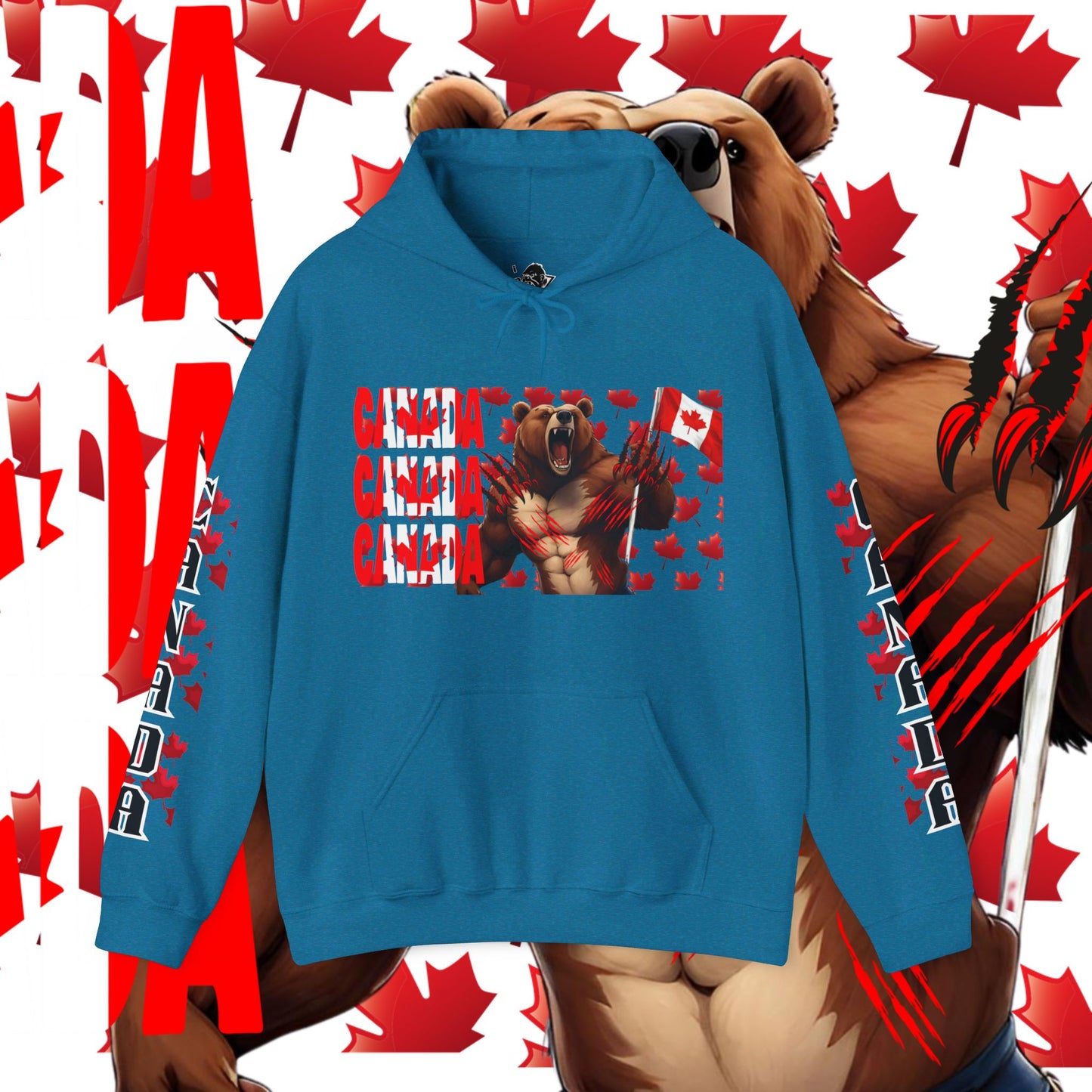 Canada Hoodie, Canada hooded Sweatshirt, Canadian Bear hoodie, Rugby Hoodie, unisex
