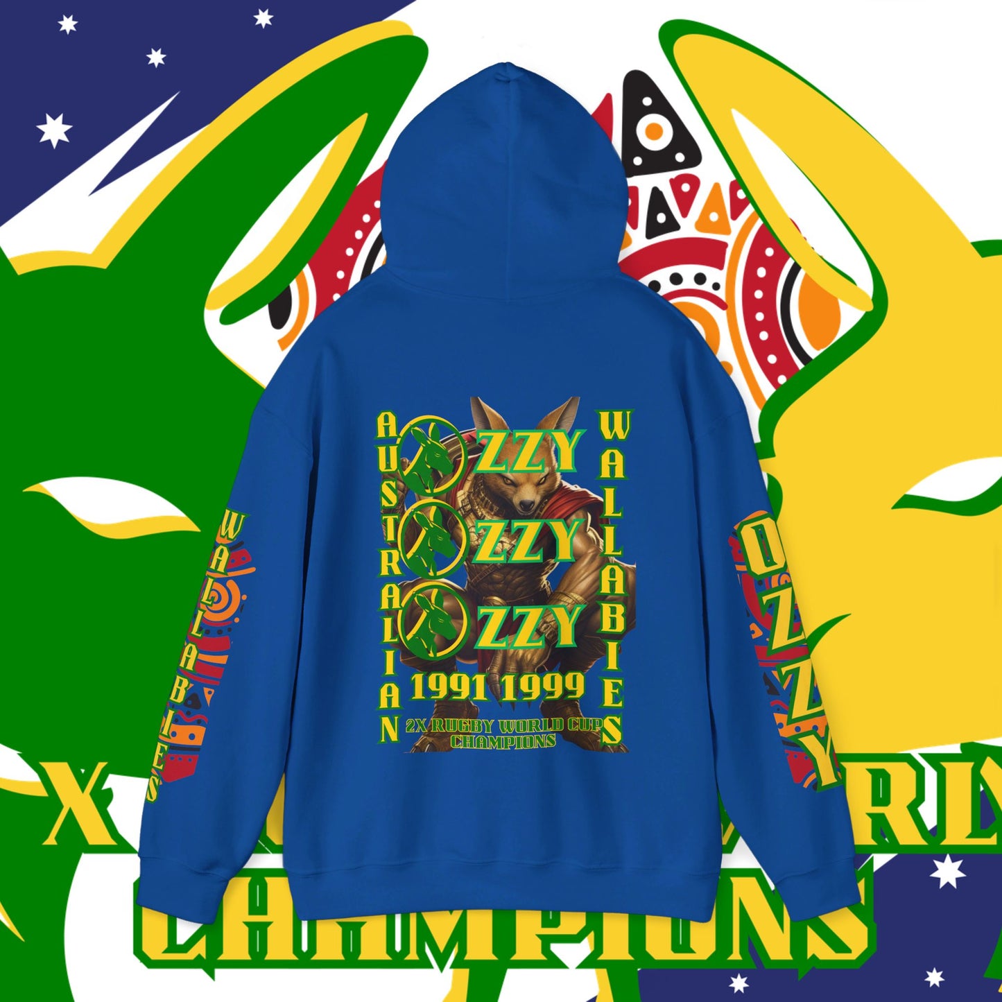 Australia Hoodie, Australian Rugby Sweatshirt, Indigenous Hoodie, Ozzy Rugby Hoodie, Green and Gold Hoodie, Kangaroo Hoodie, Unisex