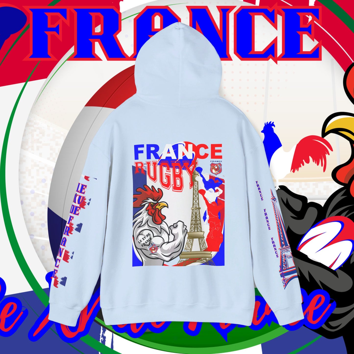 France Rugby supporter Hoodie Sweatshirt, pullover, French rugby, Eiffel Tower, winter, gift hoodie,unisex, paris