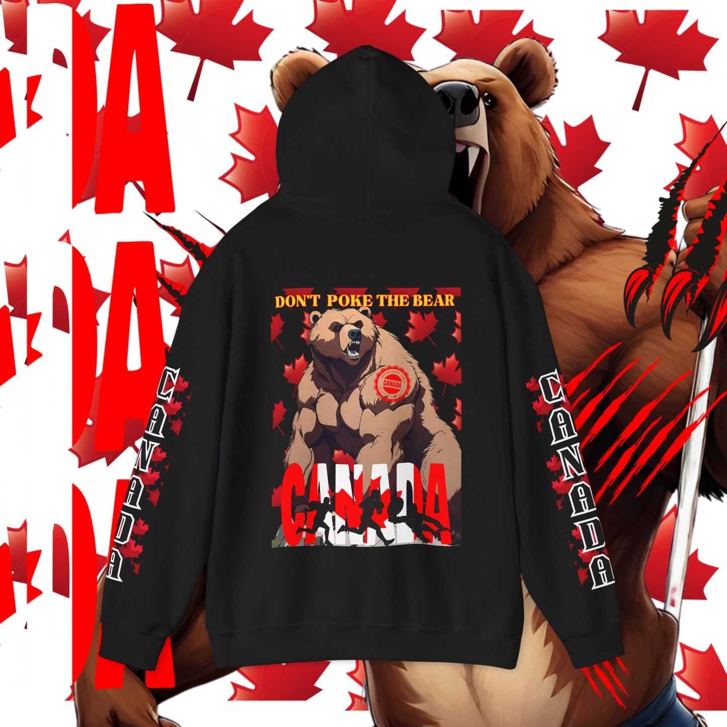 Canada Hoodie, Canada hooded Sweatshirt, Canadian Bear hoodie, Rugby Hoodie, unisex