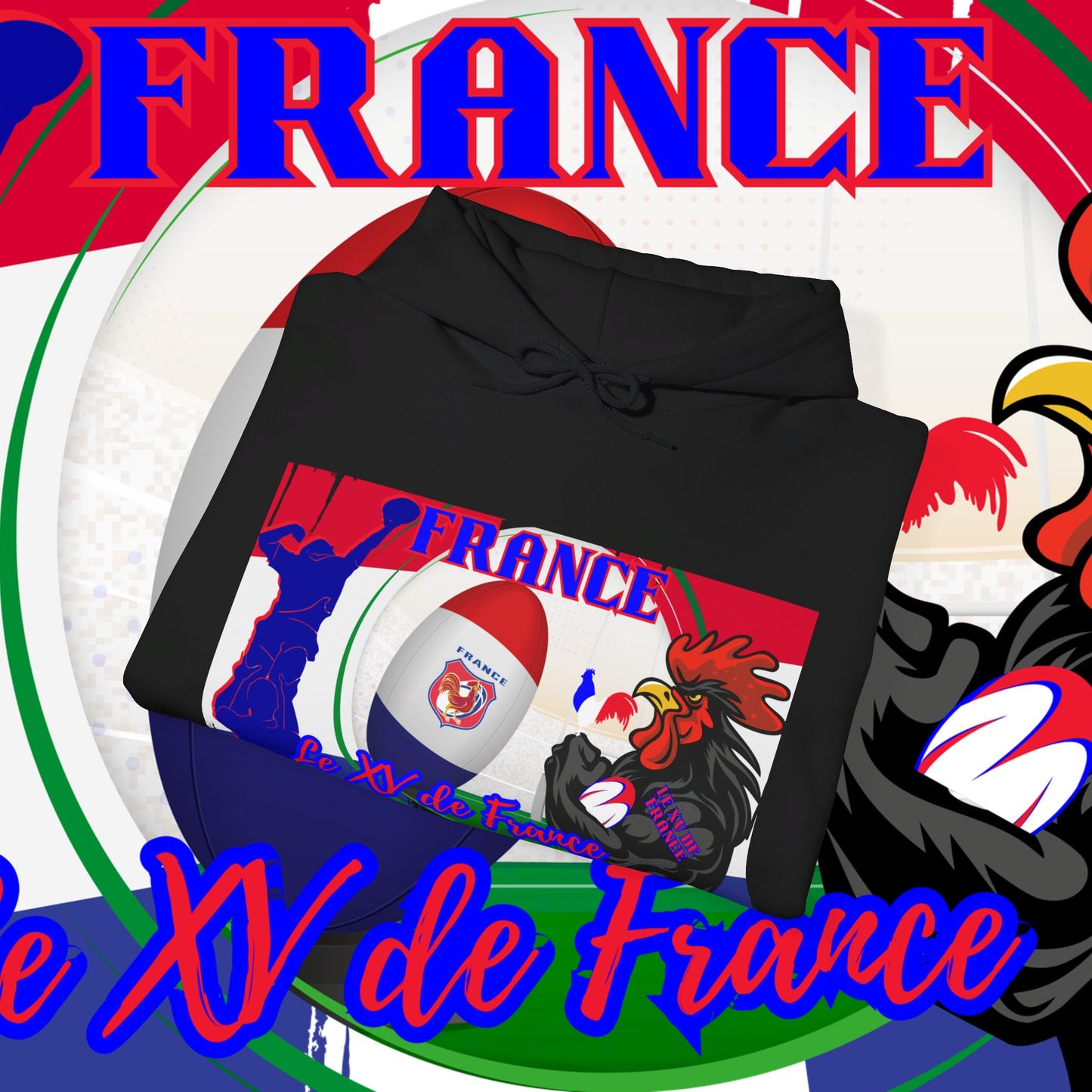 France Rugby supporter Hoodie Sweatshirt, pullover, French rugby, Eiffel Tower, winter, gift hoodie,unisex, paris