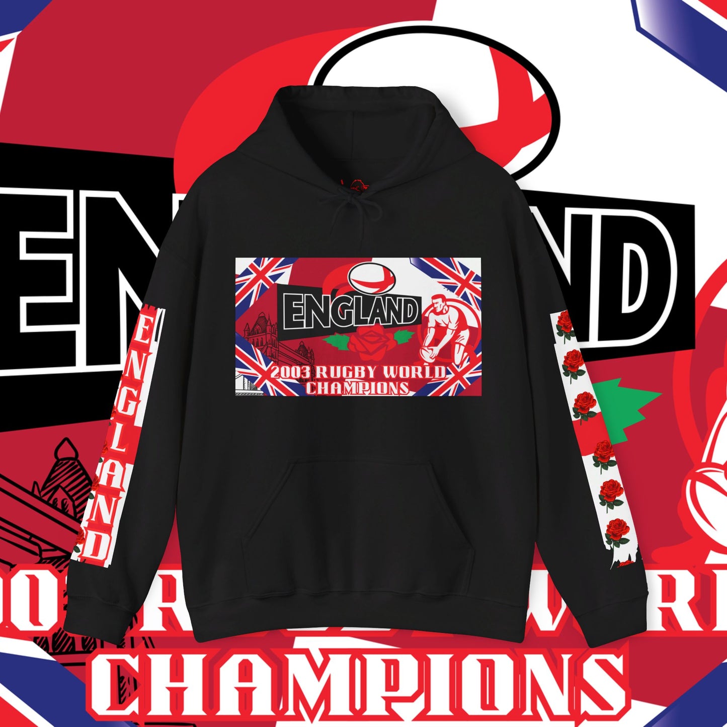 England Hoodie Sweatshirt, world champion hoodie, world rugby, pullover, 2003 champions hoodie, winter gift idea, streetwear Graphic unisex