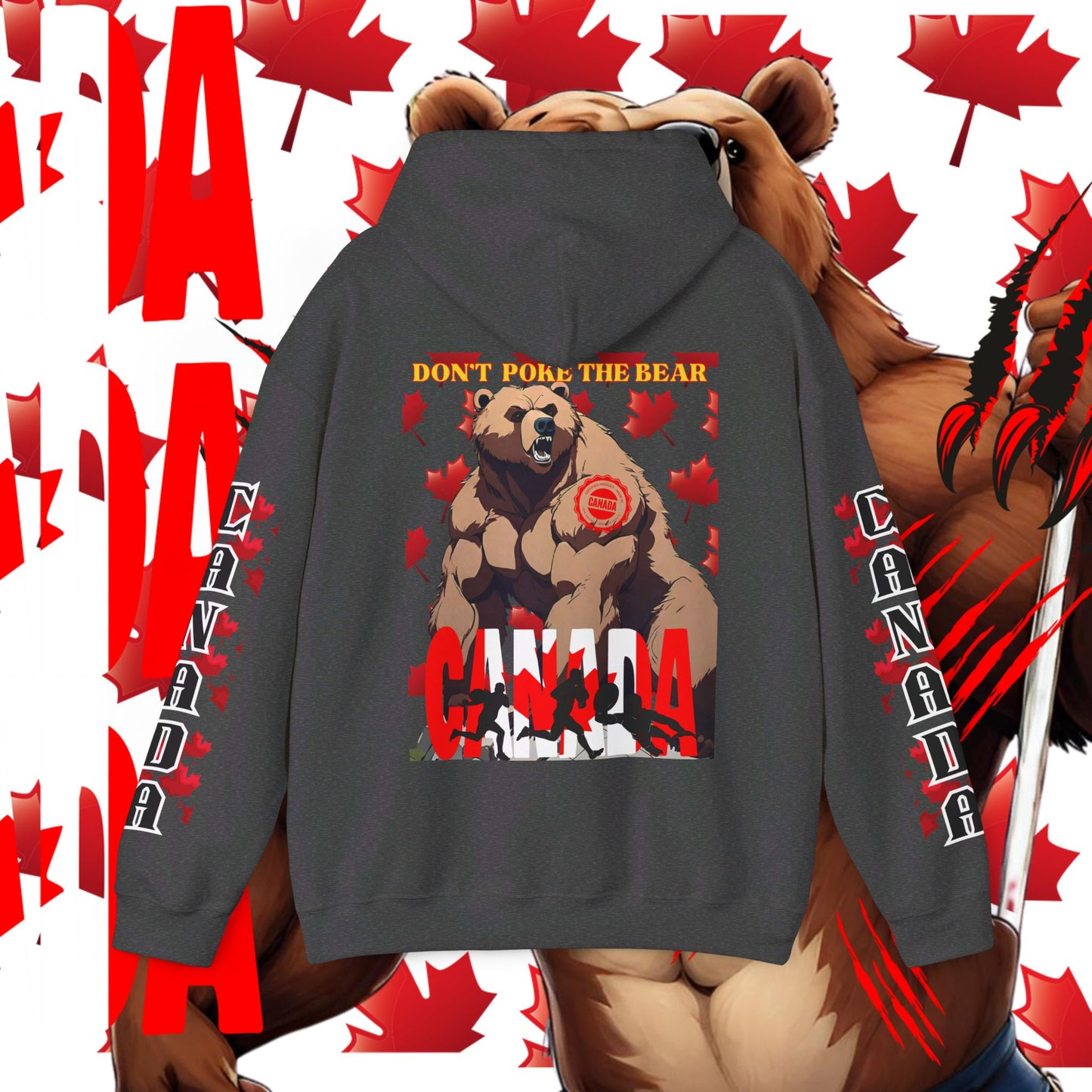 Canada Hoodie, Canada hooded Sweatshirt, Canadian Bear hoodie, Rugby Hoodie, unisex