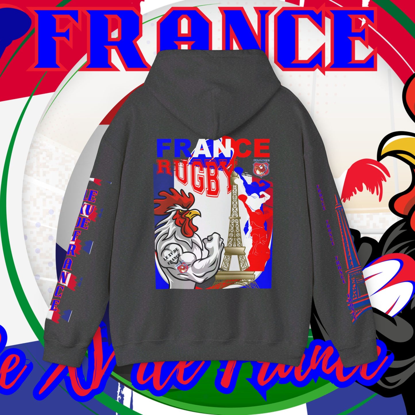 France Rugby supporter Hoodie Sweatshirt, pullover, French rugby, Eiffel Tower, winter, gift hoodie,unisex, paris