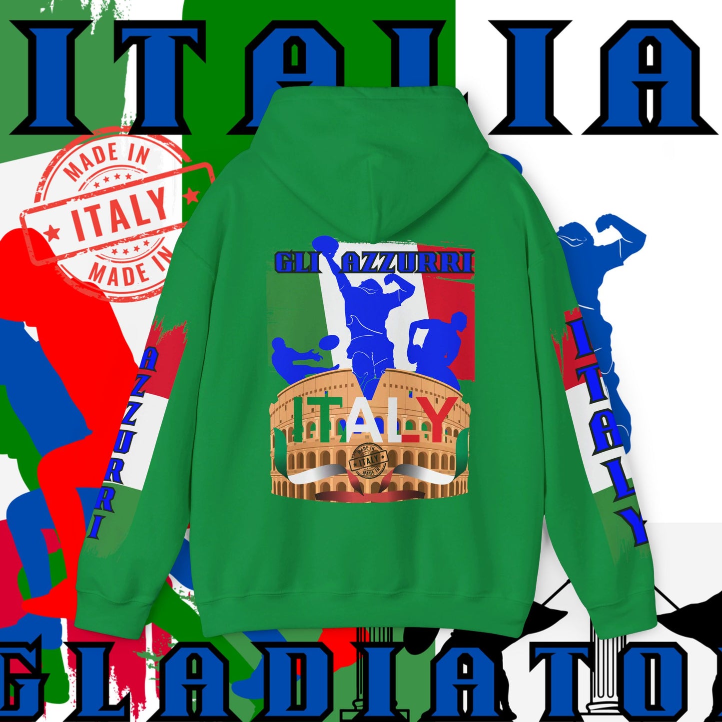 Italy Hoodie , Italian hooded Sweatshirt, Italy azzurri Hoodie, italiano pullover Hoodie