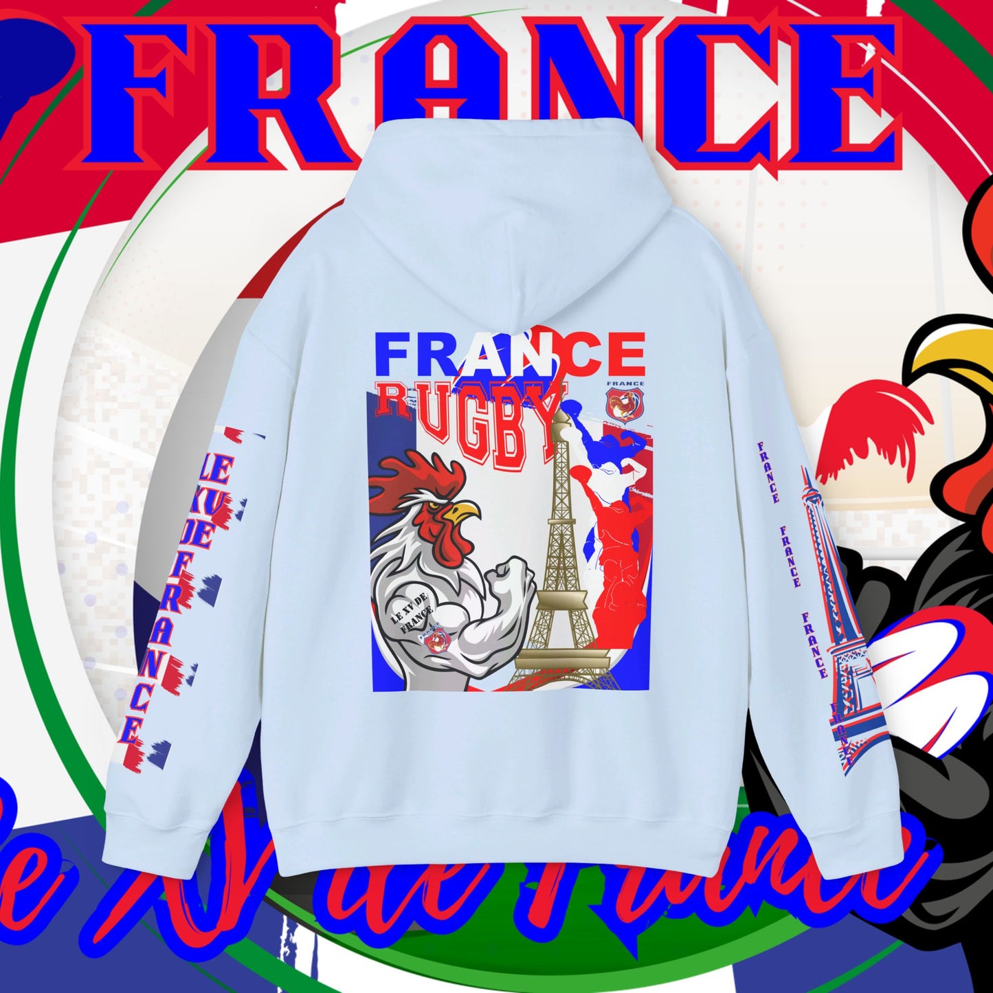France Rugby supporter Hoodie Sweatshirt, pullover, French rugby, Eiffel Tower, winter, gift hoodie,unisex, paris