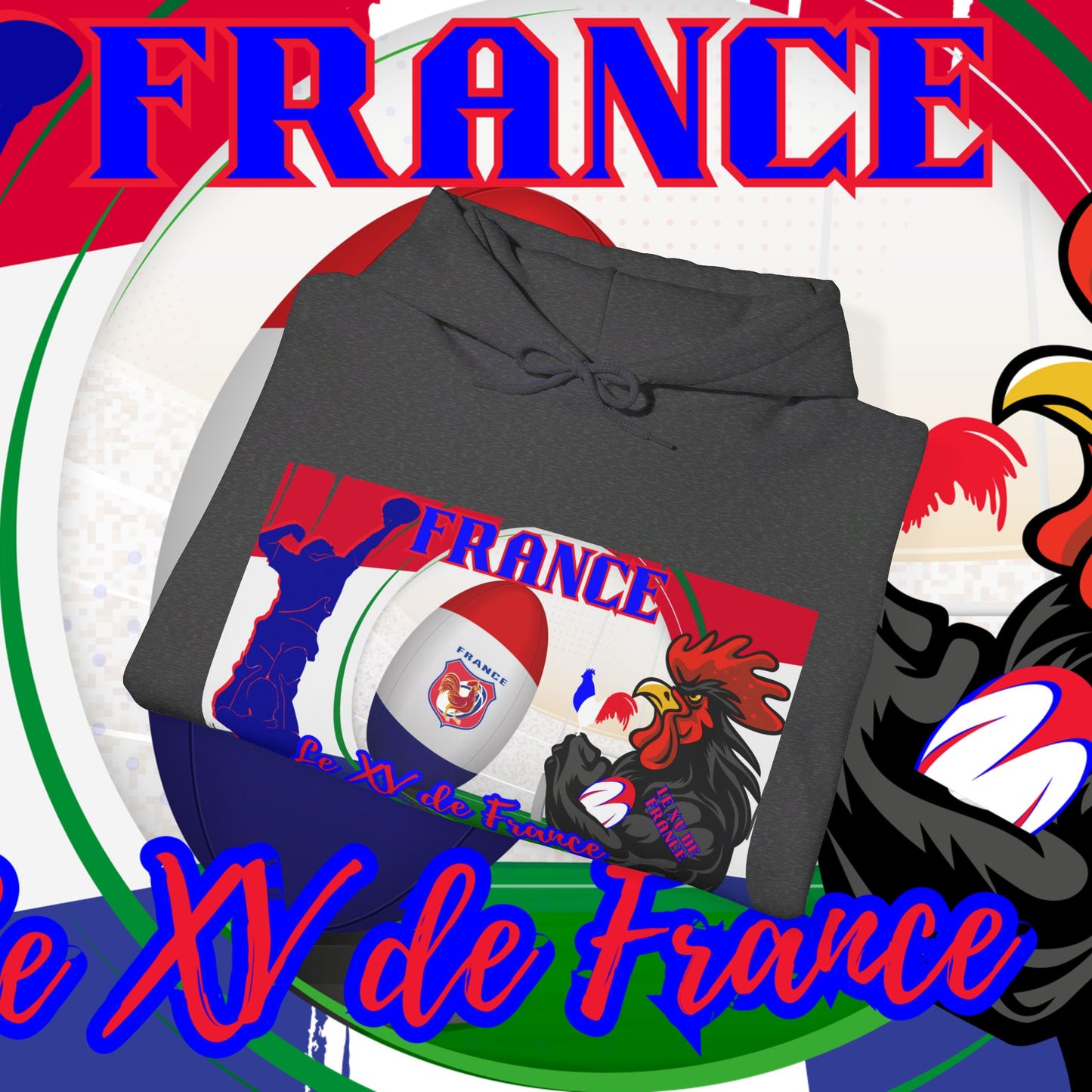 France Rugby supporter Hoodie Sweatshirt, pullover, French rugby, Eiffel Tower, winter, gift hoodie,unisex, paris