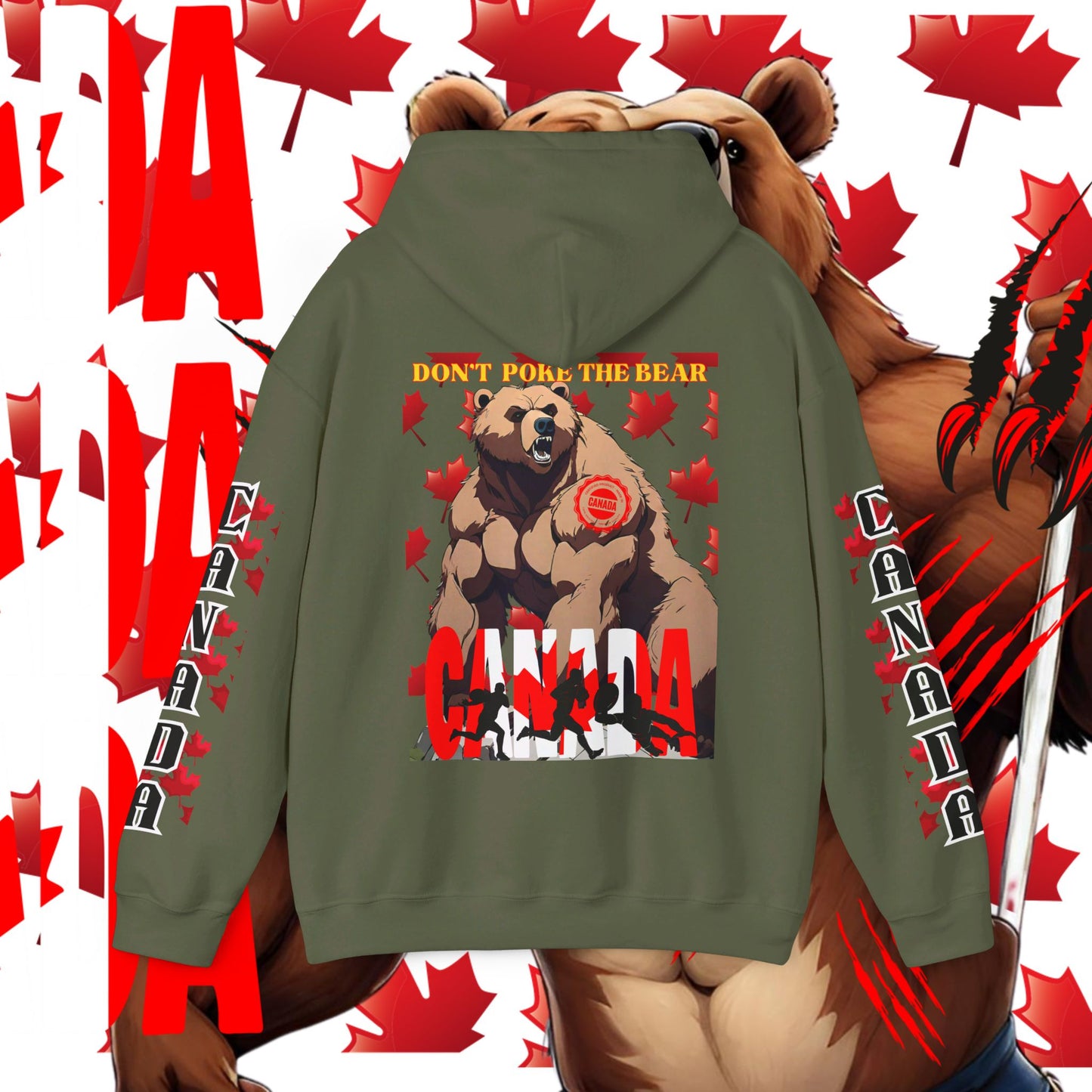 Canada Hoodie, Canada hooded Sweatshirt, Canadian Bear hoodie, Rugby Hoodie, unisex