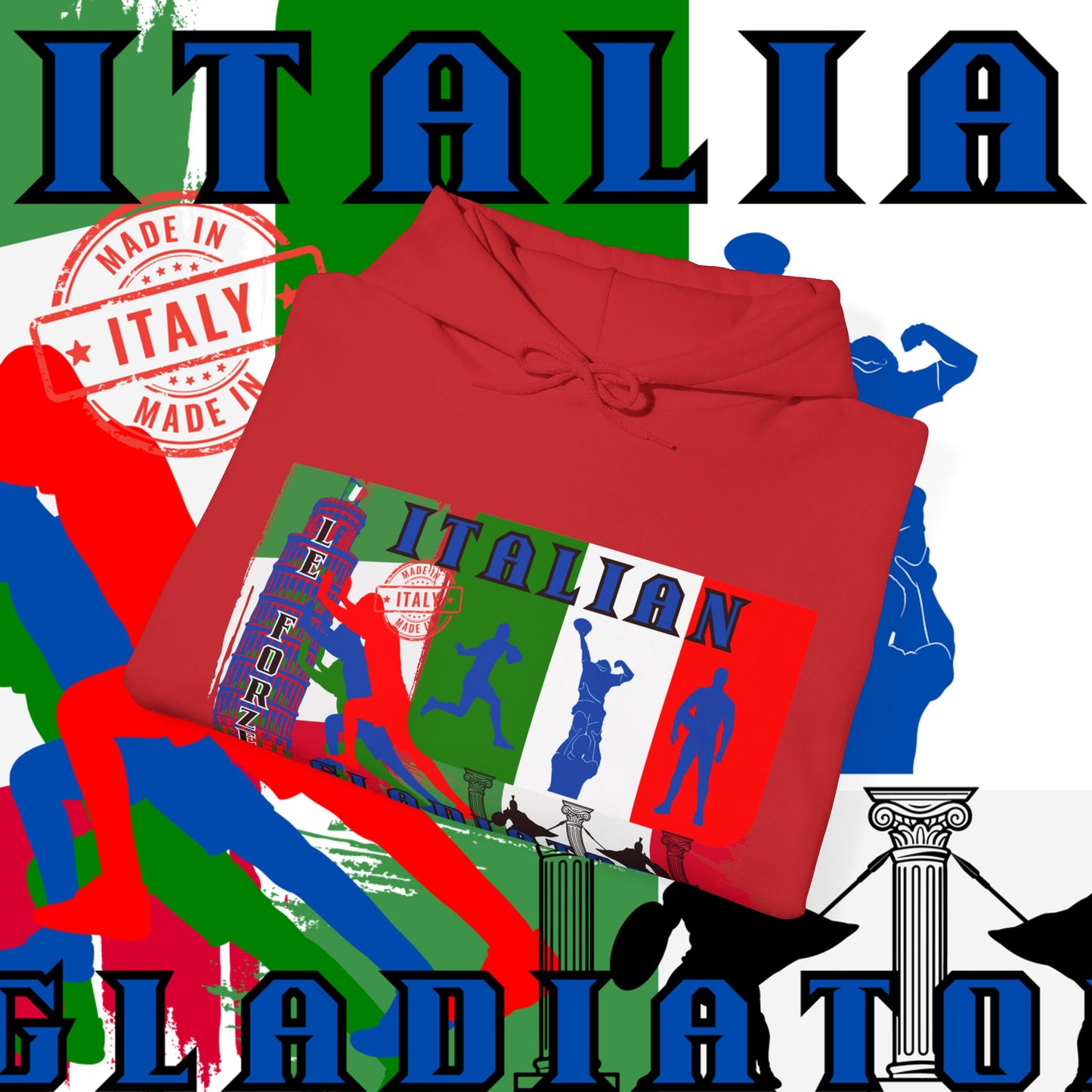 Italy Hoodie , Italian hooded Sweatshirt, Italy azzurri Hoodie, italiano pullover Hoodie