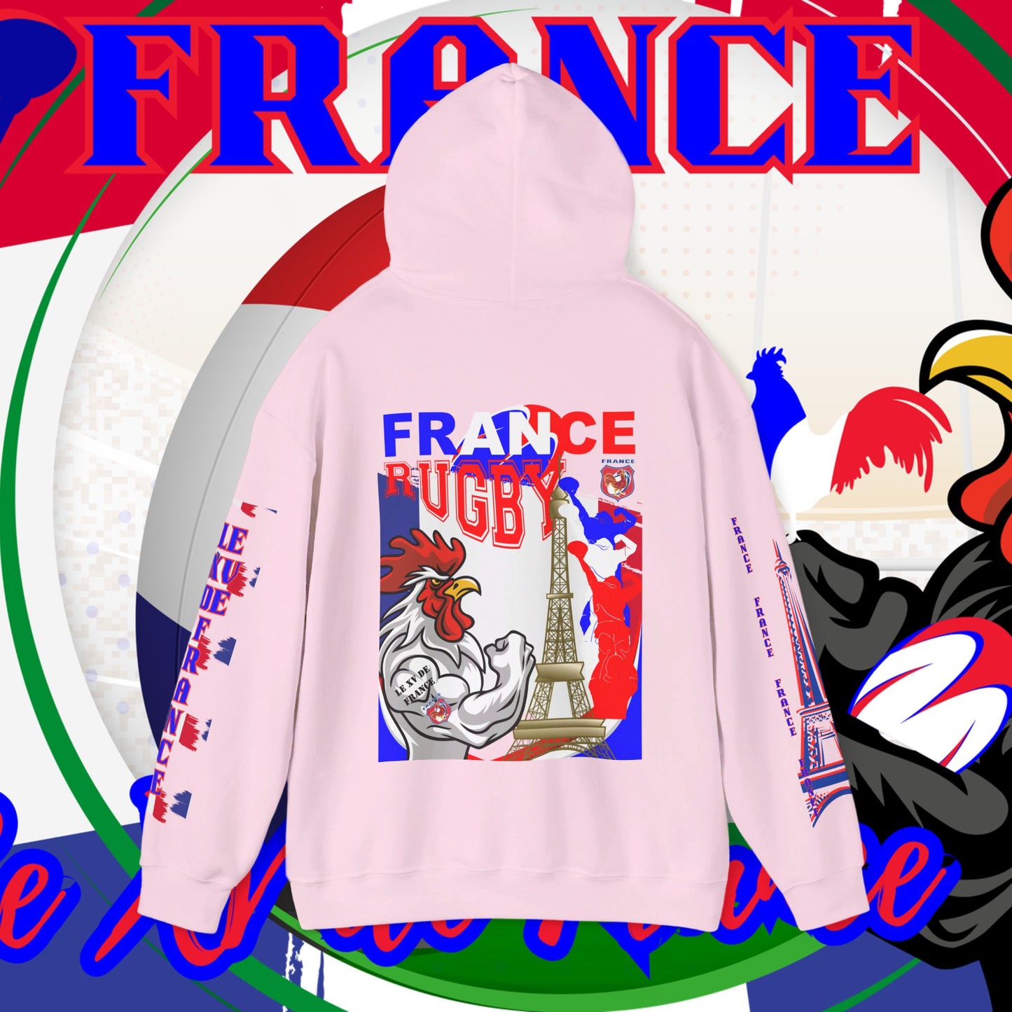 France Rugby supporter Hoodie Sweatshirt, pullover, French rugby, Eiffel Tower, winter, gift hoodie,unisex, paris