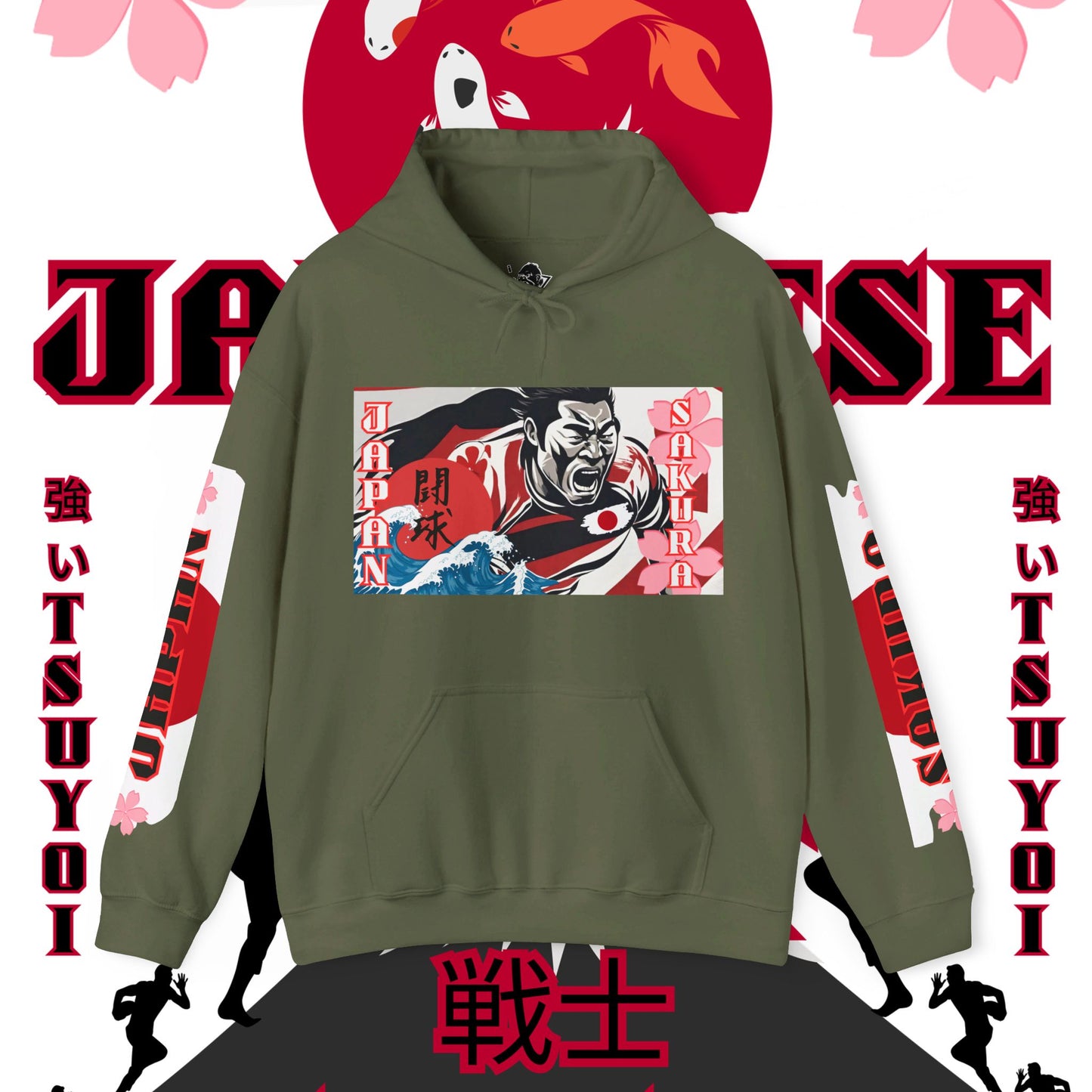 Japan Hoodie, Japanese Sweatshirt, Japanese rugby Hoodie, sakura pullover, tokyo, sumo, culture wear,