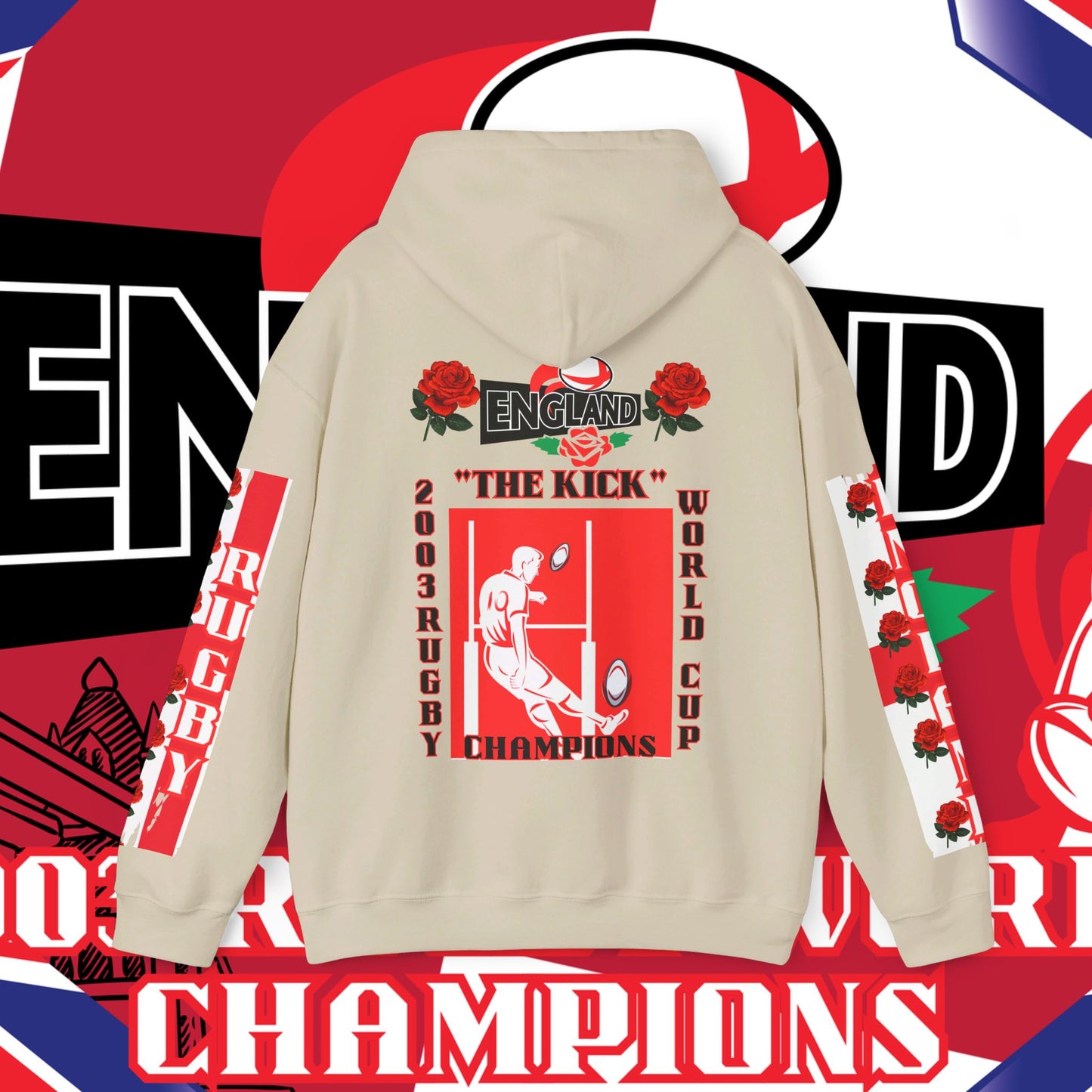 England Hoodie Sweatshirt, world champion hoodie, world rugby, pullover, 2003 champions hoodie, winter gift idea, streetwear Graphic unisex