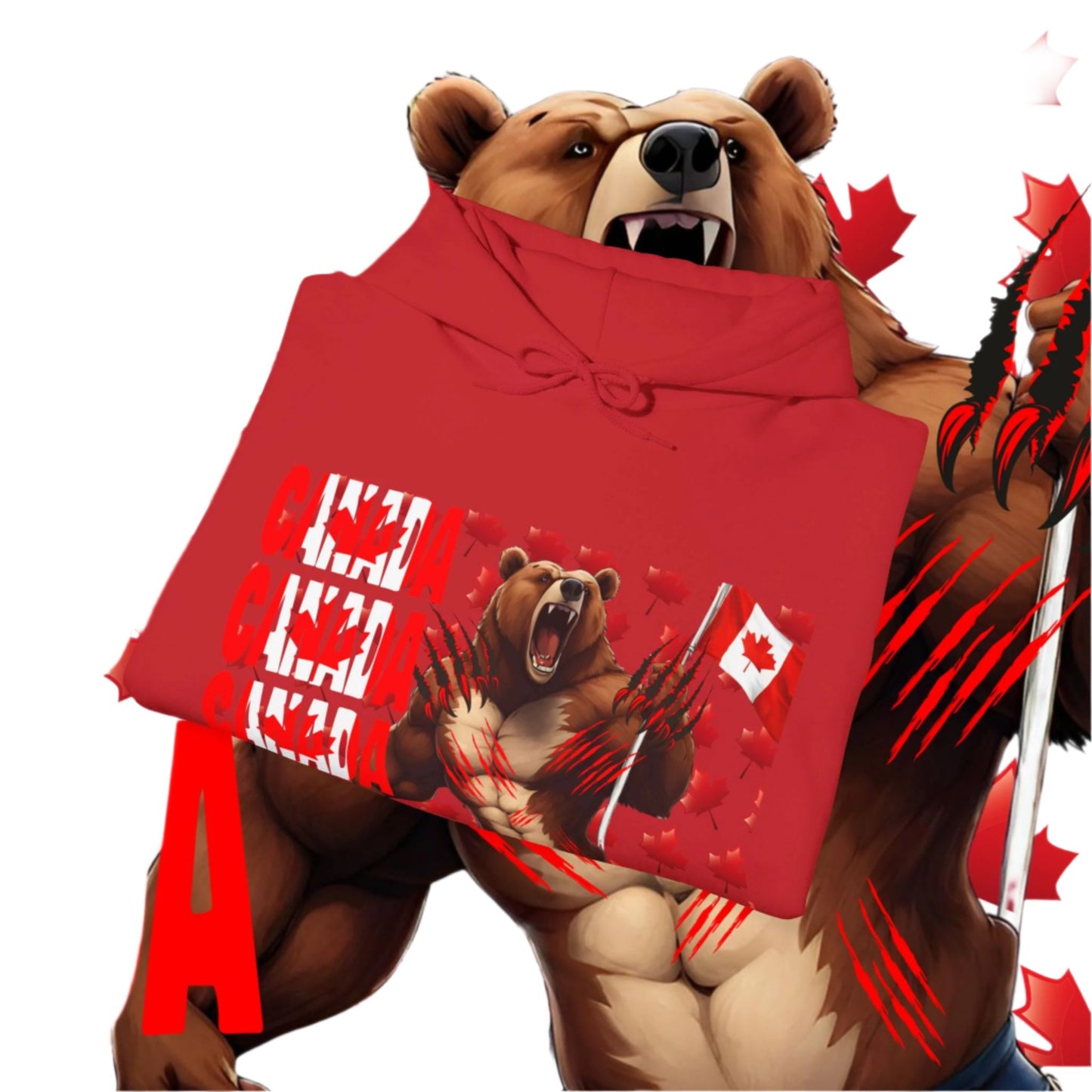 Canada Hoodie, Canada hooded Sweatshirt, Canadian Bear hoodie, Rugby Hoodie, unisex