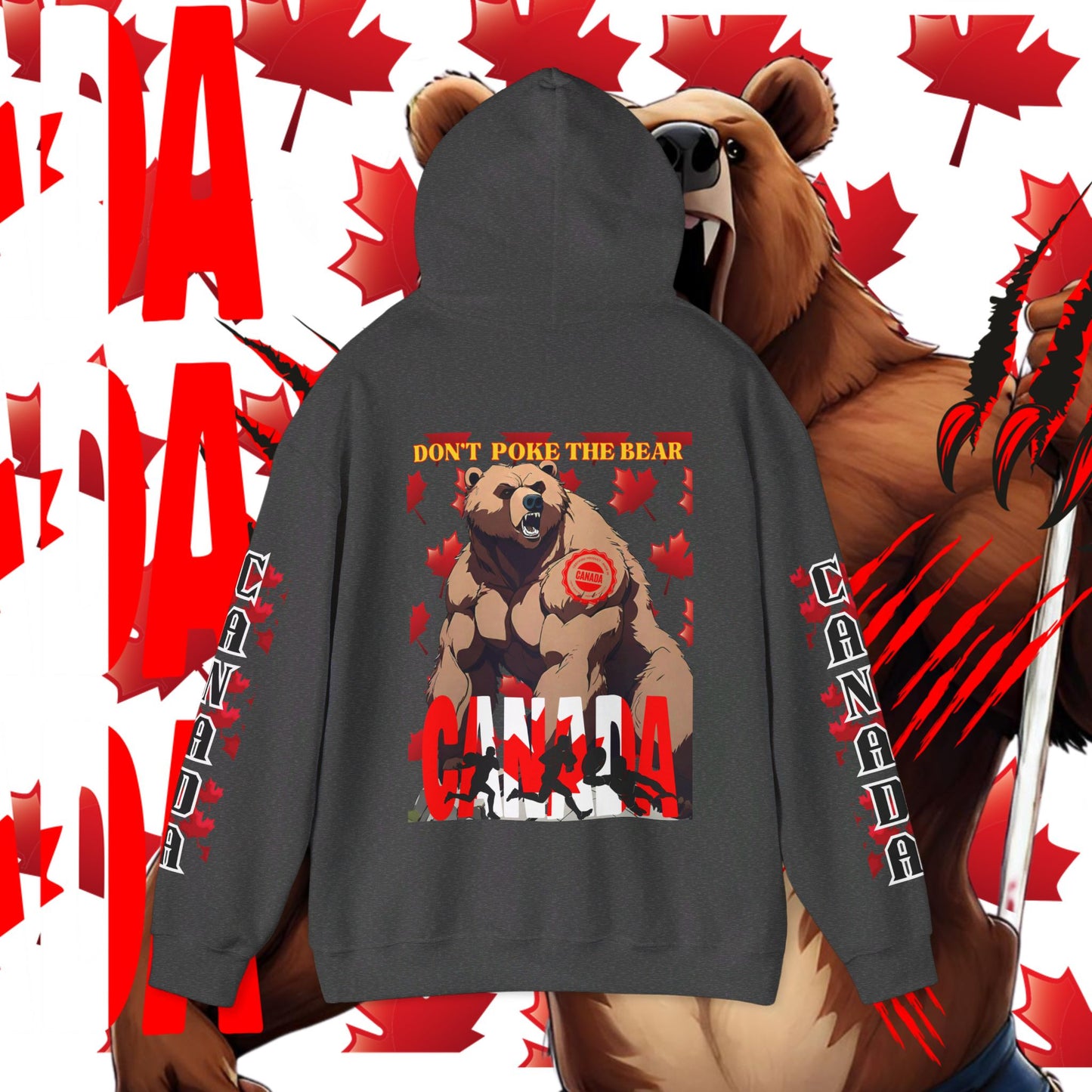Canada Hoodie, Canada hooded Sweatshirt, Canadian Bear hoodie, Rugby Hoodie, unisex