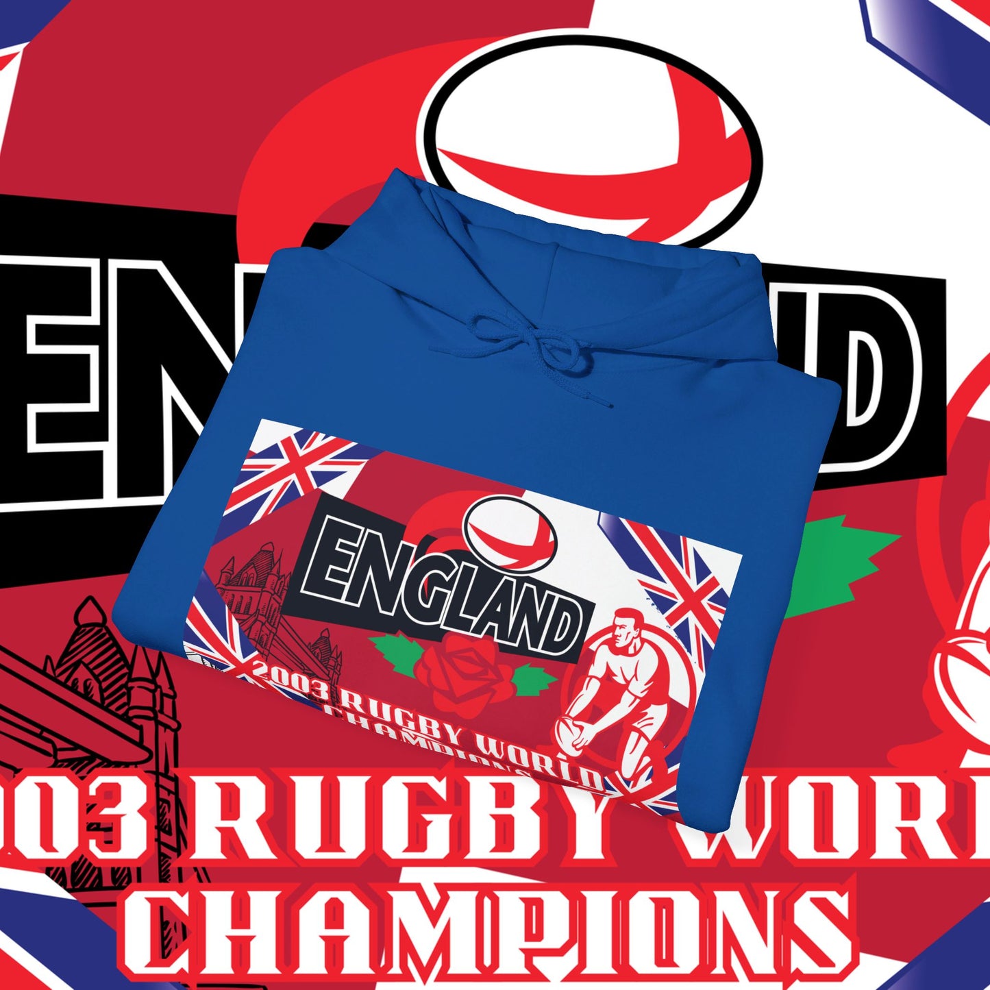 England Hoodie Sweatshirt, world champion hoodie, world rugby, pullover, 2003 champions hoodie, winter gift idea, streetwear Graphic unisex
