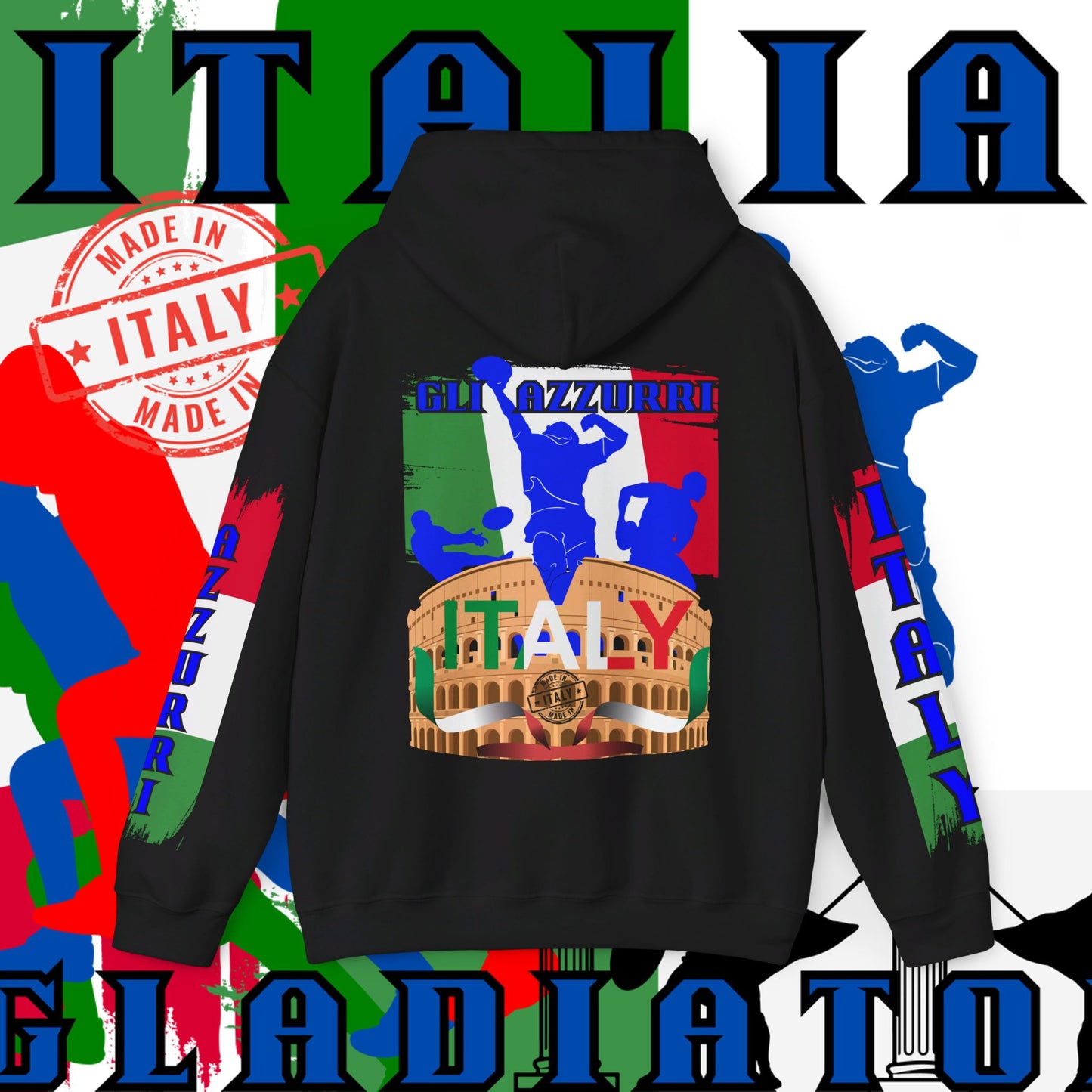 Italy Hoodie , Italian hooded Sweatshirt, Italy azzurri Hoodie, italiano pullover Hoodie