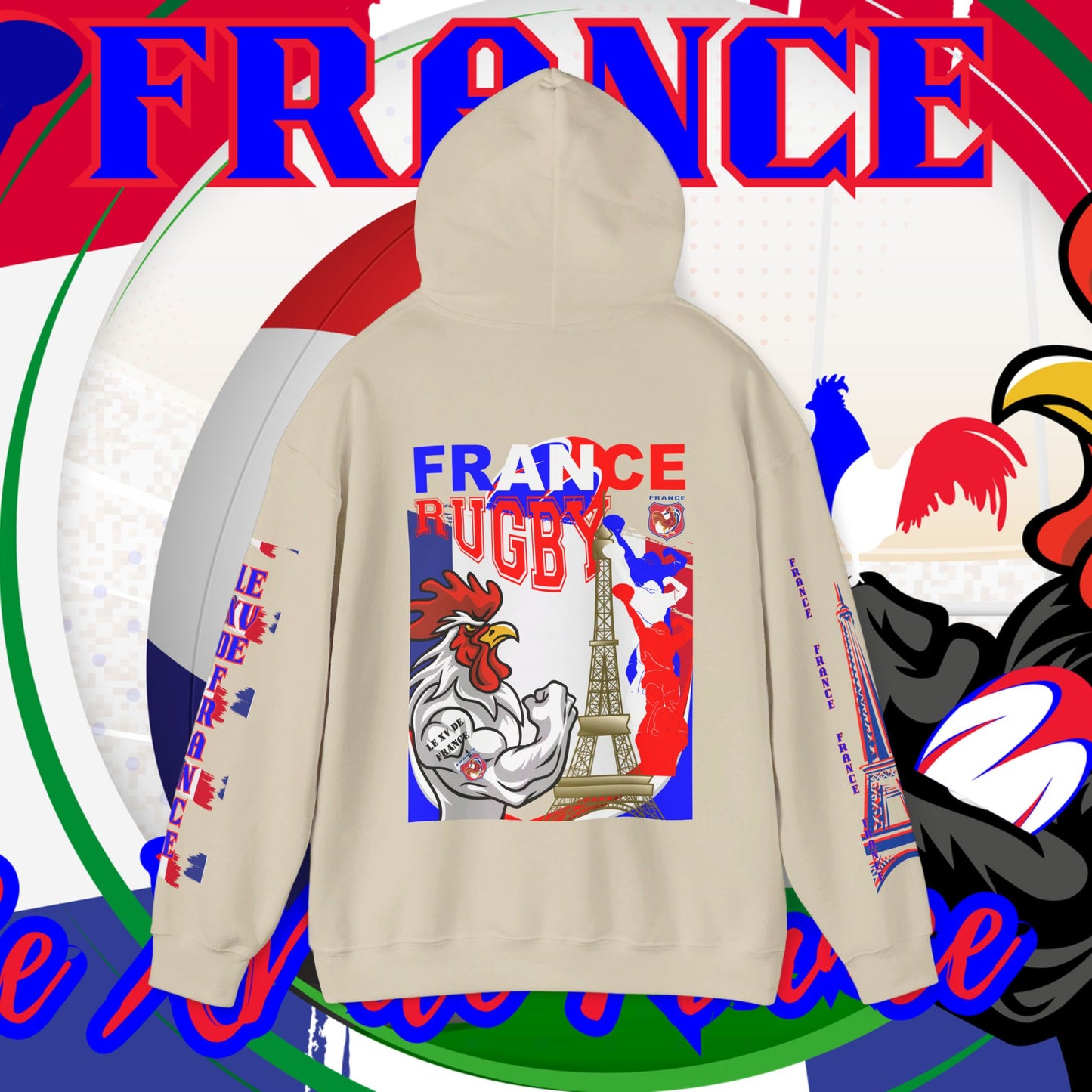 France Rugby supporter Hoodie Sweatshirt, pullover, French rugby, Eiffel Tower, winter, gift hoodie,unisex, paris