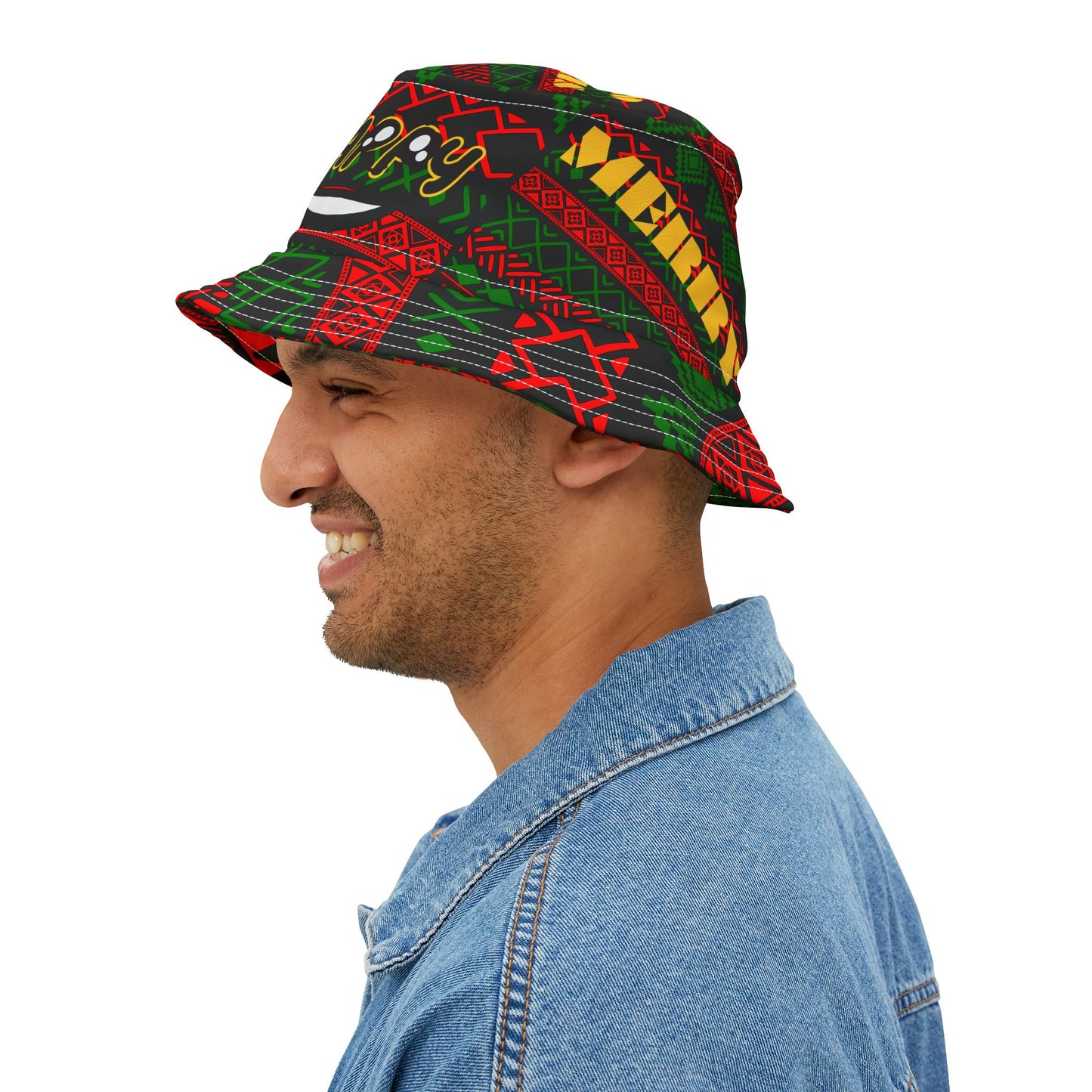 Peace and Love Xmas Bucket Hat, Christmas Hat, Happy Holiday Headwear, Festive Season Cap, Winter Accessory