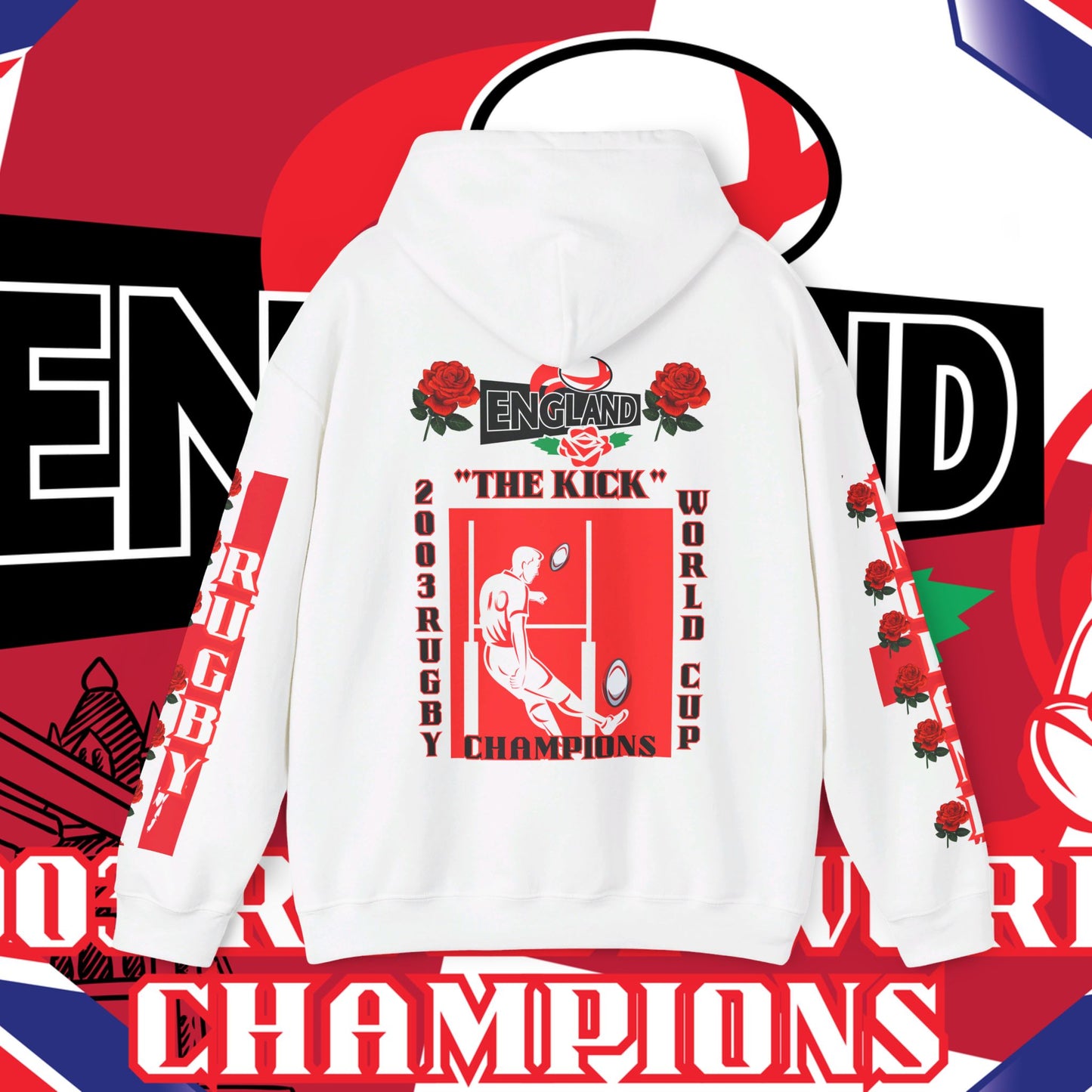 England Hoodie Sweatshirt, world champion hoodie, world rugby, pullover, 2003 champions hoodie, winter gift idea, streetwear Graphic unisex