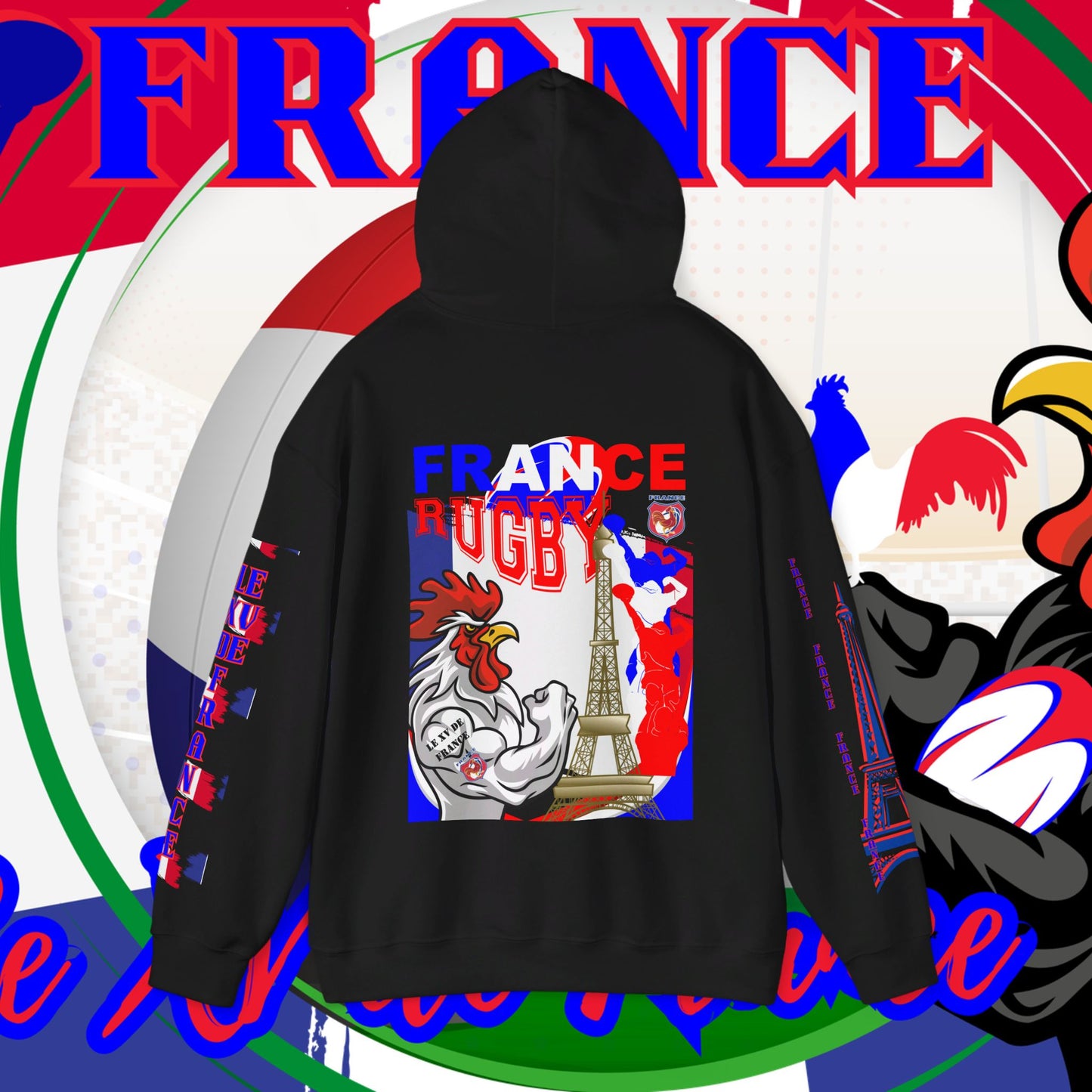 France Rugby supporter Hoodie Sweatshirt, pullover, French rugby, Eiffel Tower, winter, gift hoodie,unisex, paris