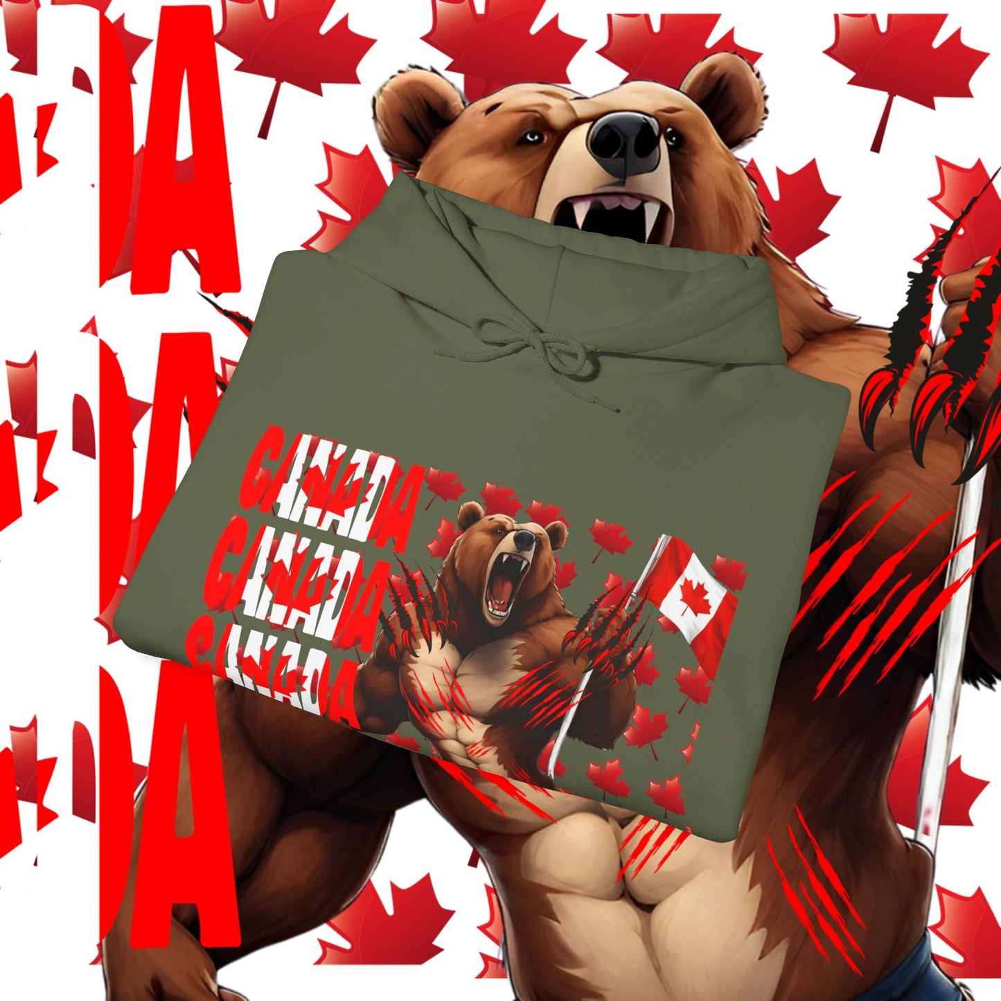 Canada Hoodie, Canada hooded Sweatshirt, Canadian Bear hoodie, Rugby Hoodie, unisex