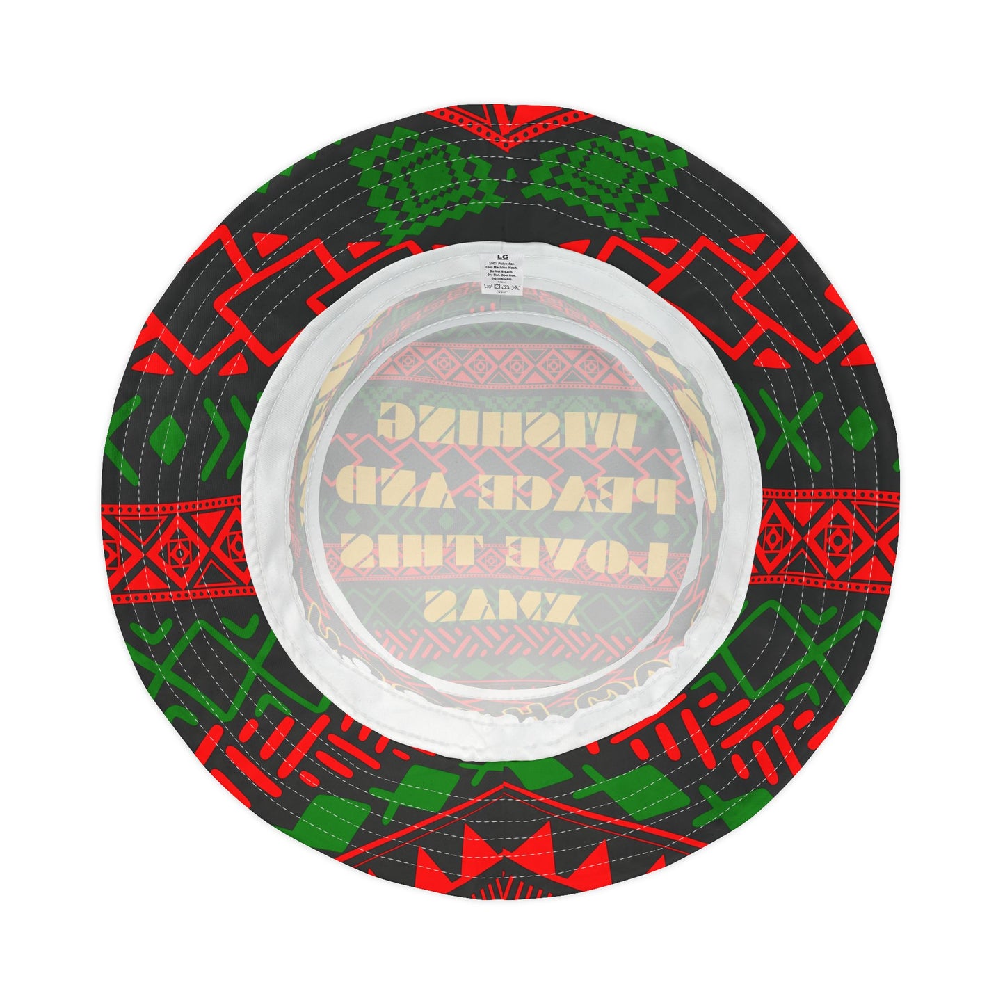 Peace and Love Xmas Bucket Hat, Christmas Hat, Happy Holiday Headwear, Festive Season Cap, Winter Accessory