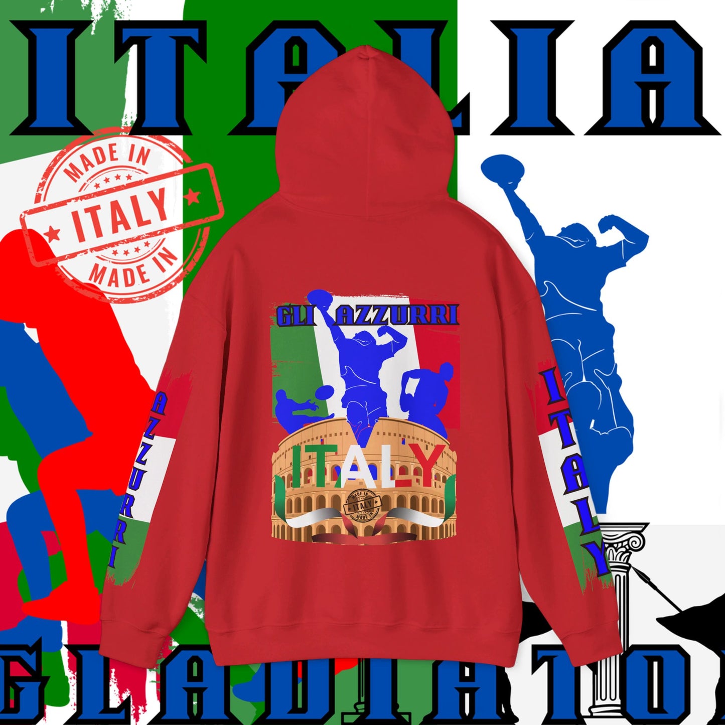 Italy Hoodie , Italian hooded Sweatshirt, Italy azzurri Hoodie, italiano pullover Hoodie