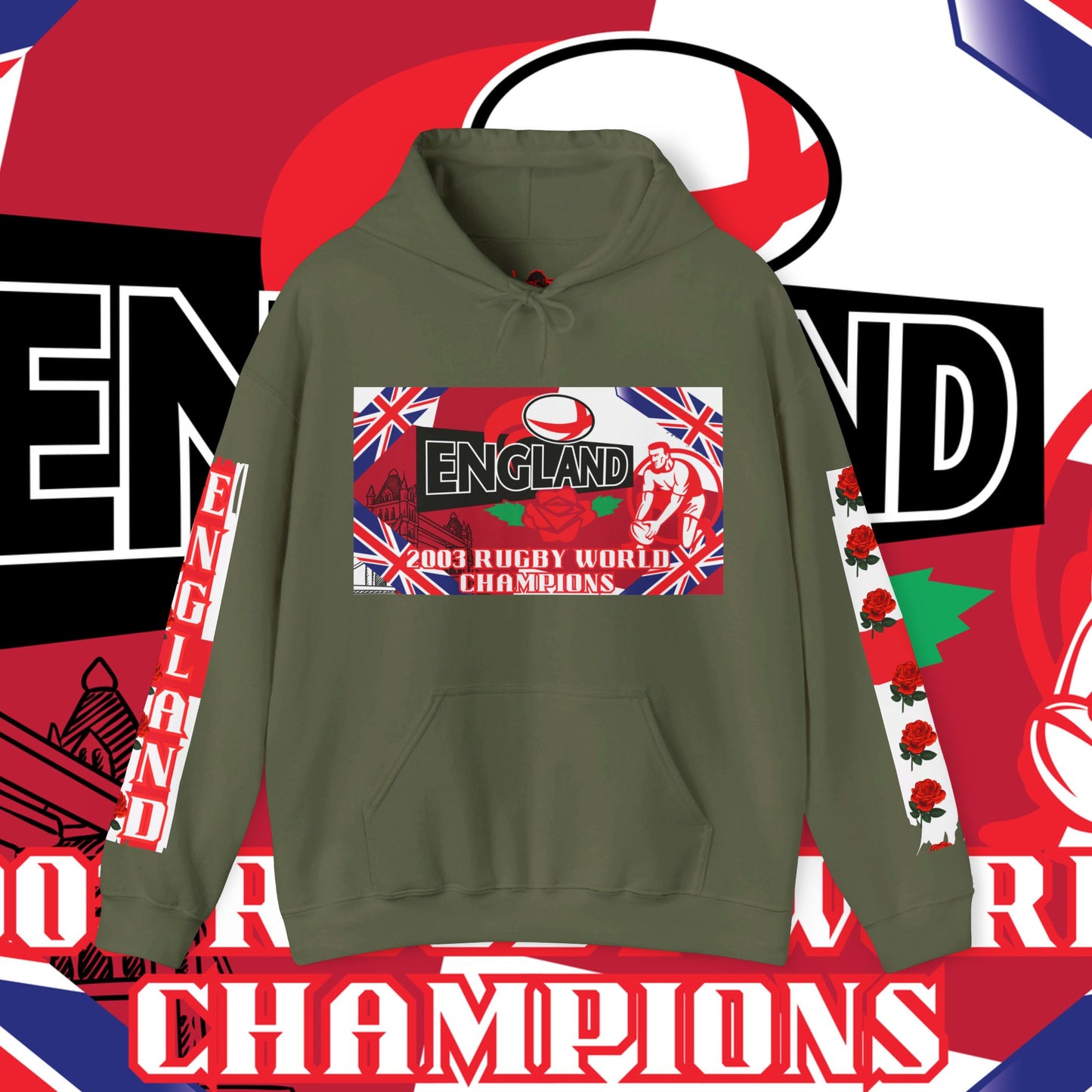 England Hoodie Sweatshirt, world champion hoodie, world rugby, pullover, 2003 champions hoodie, winter gift idea, streetwear Graphic unisex